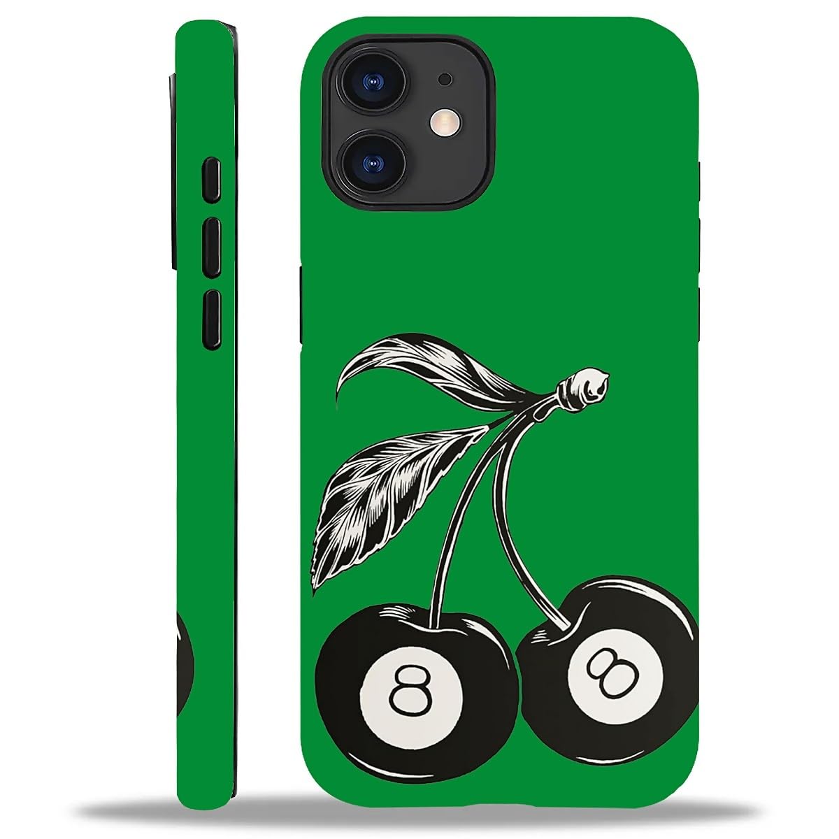 WANKBLC Compatible with iPhone 12 12 Pro Matte Case, Cute 8 Billiard Ball Cherry Fruit Pattern for Girl Full Body Design Soft Si