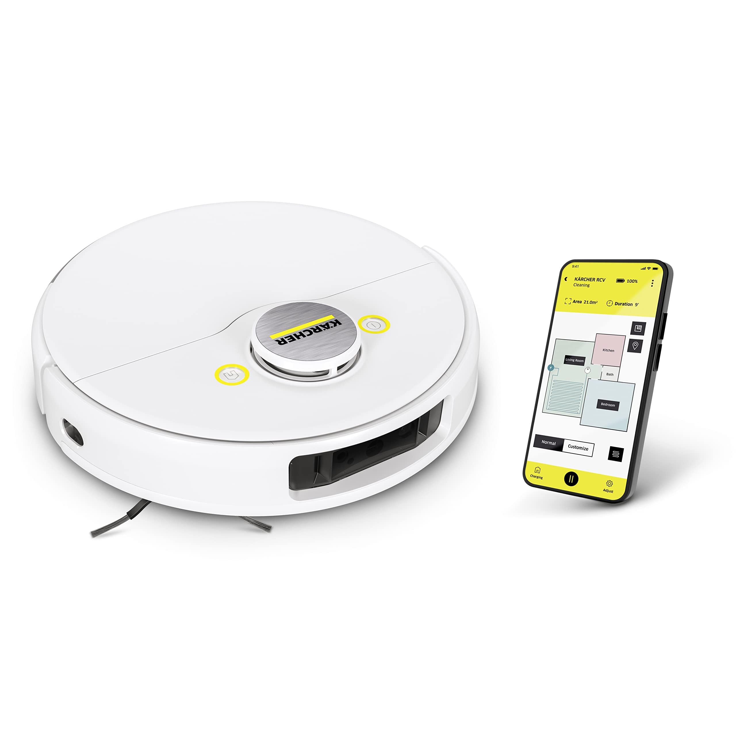 Krcher RCV 5 Robot Vacuum Cleaner with Mop Function 5000Pa, Remote Control via App, LiDar Navigation, Dual Laser and AI, Floor M