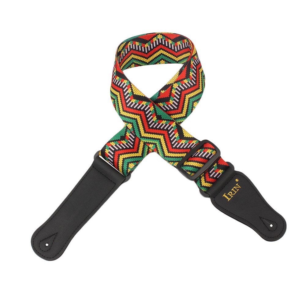 Ubervia IRIN Guitar Strap Adjustable Polyester Belt PU Leather Ends for Acoustic Folk Classic Electric Guitar Bass