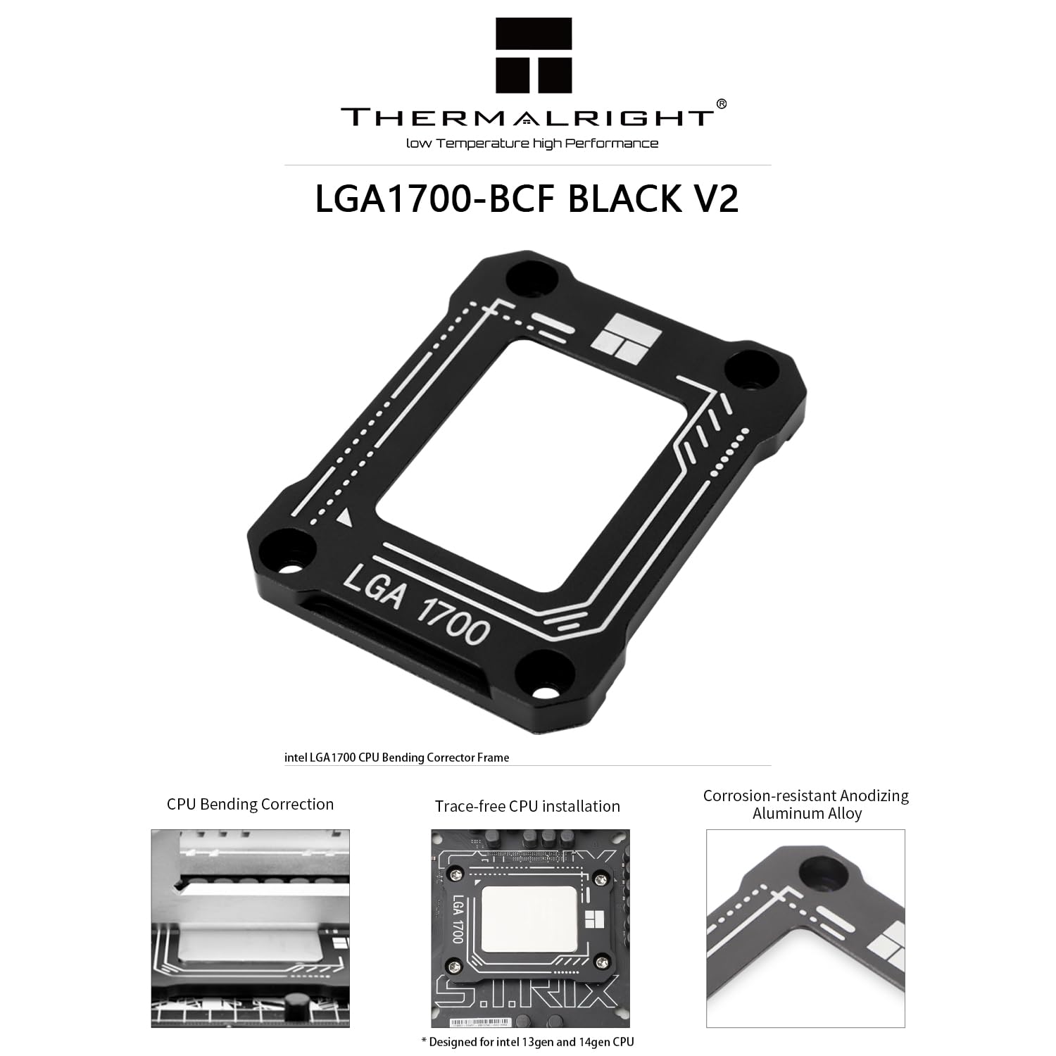 Thermalright LGA 1700 Bending Bracket Frame for Intel 12th/13th Gen - Aluminum CPU Stress Correction Fixture with Fully Bonded Mounting Stick