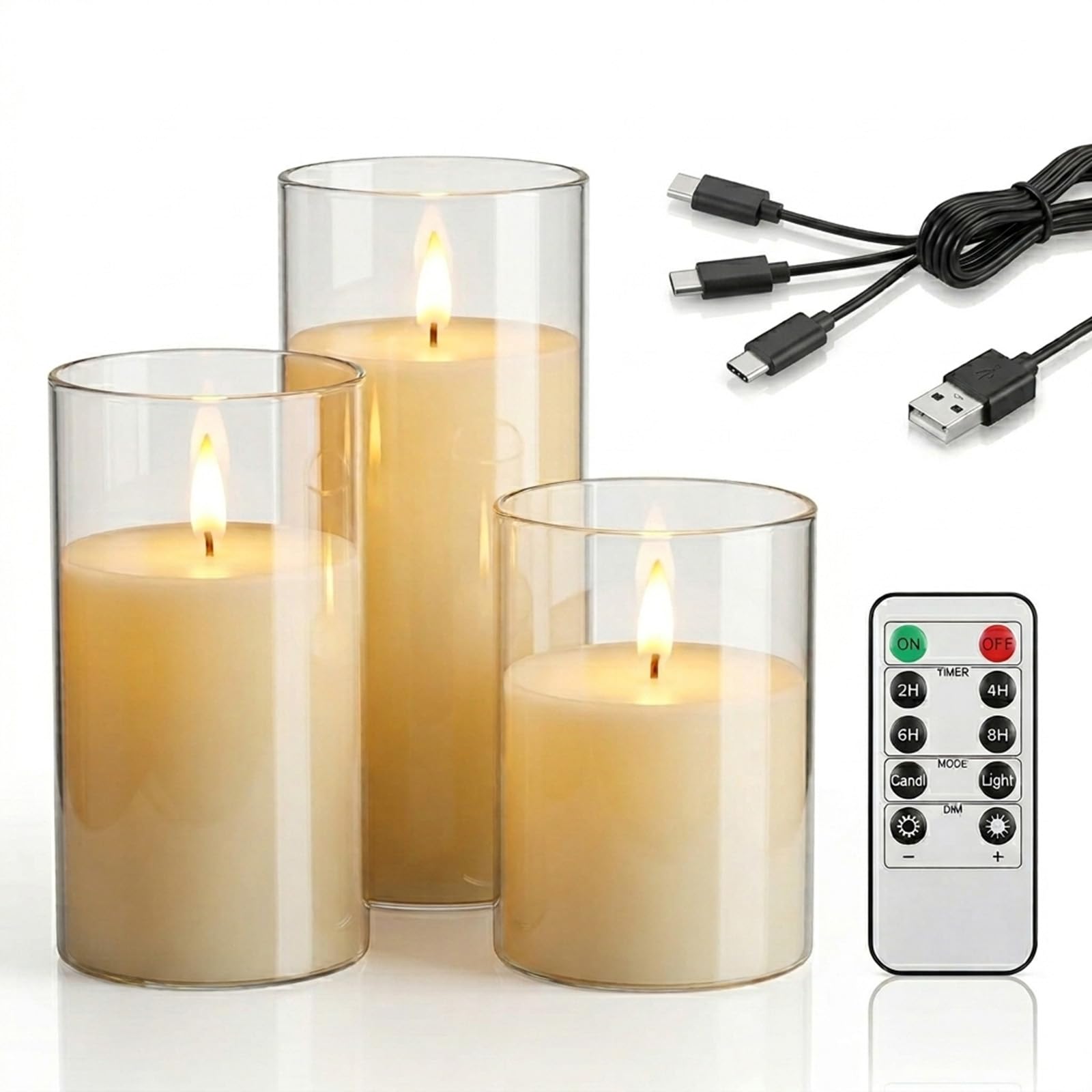 JQTEOYW Rechargeable Candles Flickering, Flameless Candles with Remote and Timer, 3 Pack Big Pillar Candles 3x4/5/6, for Home De