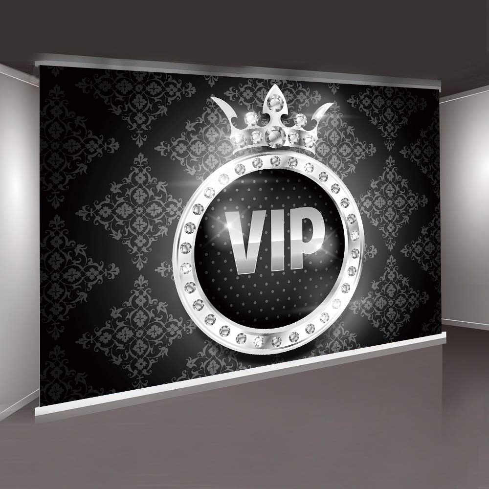 Mtmety Fantasy Silver Vip Crown Backdrop Sweet 16 Birthday Party Photography Background Props Vinyl Photography Video Backdrop (