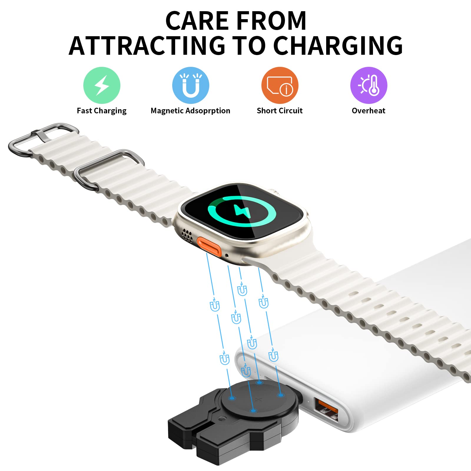 Portable For Apple Watch Charger, Usb C Iwatch Ultra 2 Series 9 8 7 6 5 4 3 2 Se Travel Pod Wireless Charging, 38 40 42 44 45 49