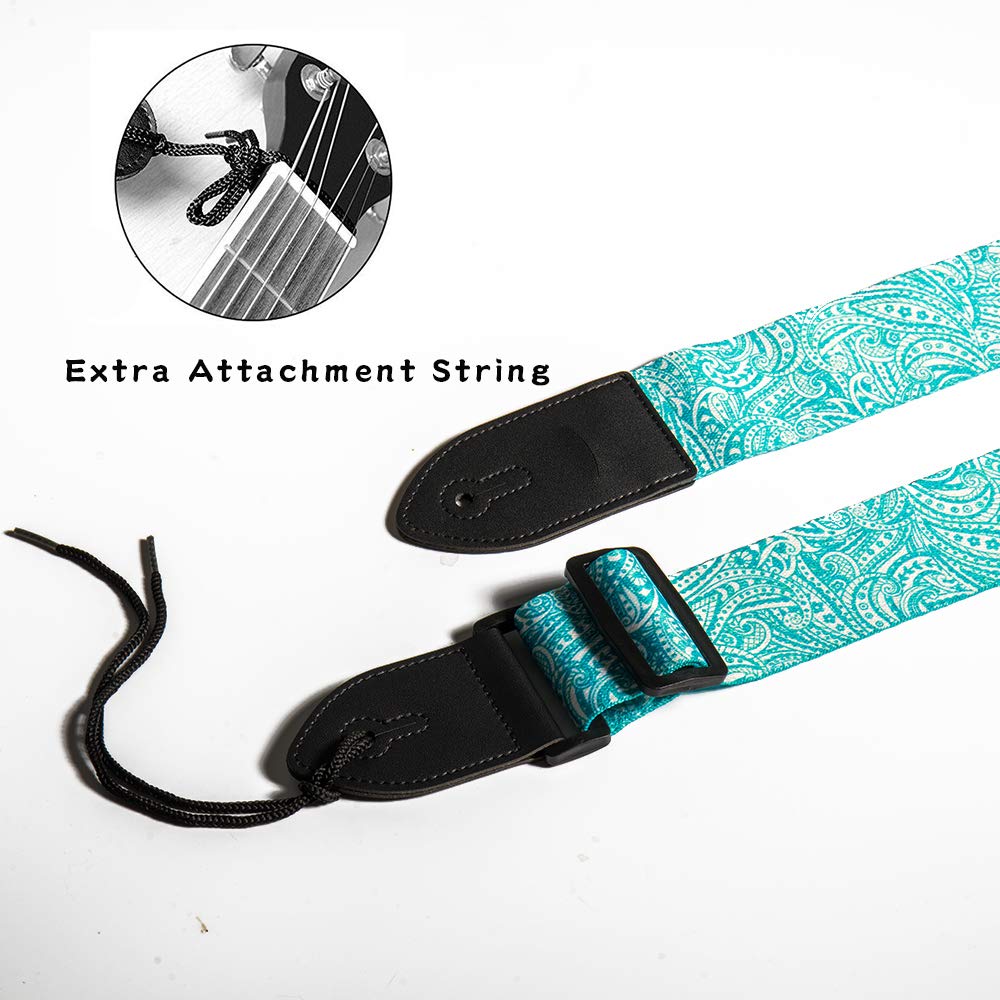 Qielizi Guitar Strap, Guitar Strap With Leather End Length Adjustable 2 Pick Holders & 2 Matching Picks For Electric Guitar, Aco