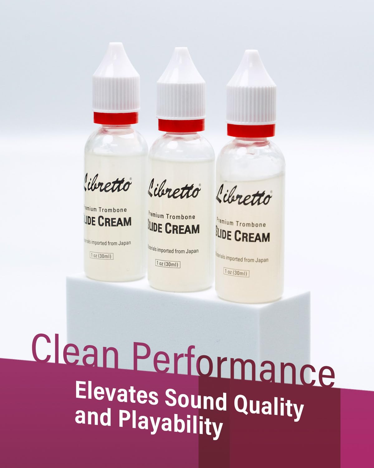 Libretto Trombone Slide Cream, Set Of 2, Long Lasting Lubricant, Smooth, Odorless, Safety Cap, Special Blended Synthetic Formula