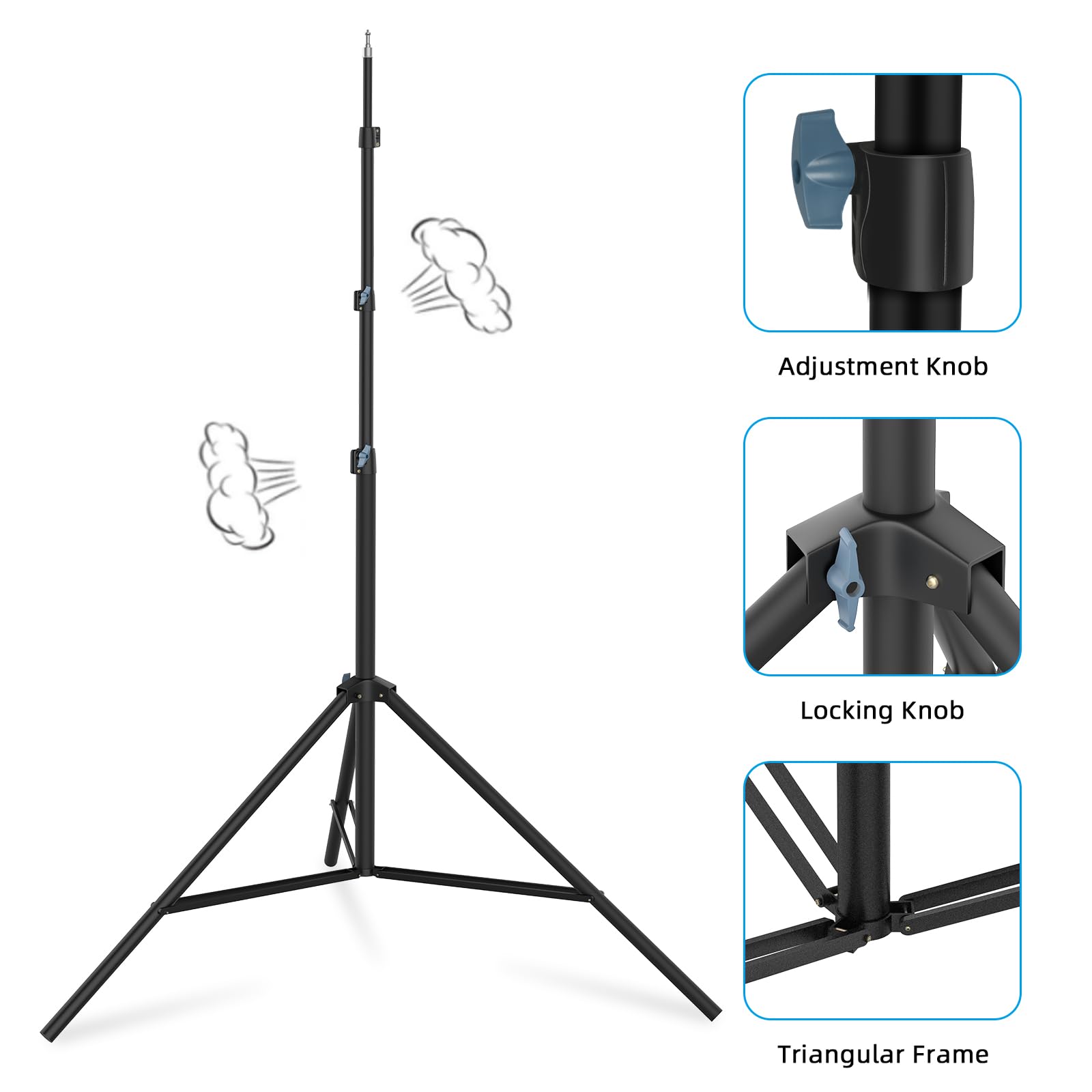 Geordgy 20' Heavy Duty Tripod Stand, 240''/20Ft/600Cm Air Cushioned Super Tall Tripod Telescoping Tripod Sky High Light Stand Fo