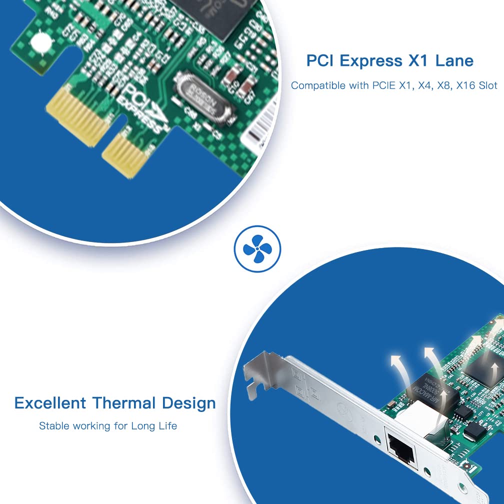 Gigabit Pcie Nic With Intel 82573 Chip, 1Gb Network Card Compare To Intel 82573 Nic, Single Rj45 Port, Pci Express X1, Ethernet