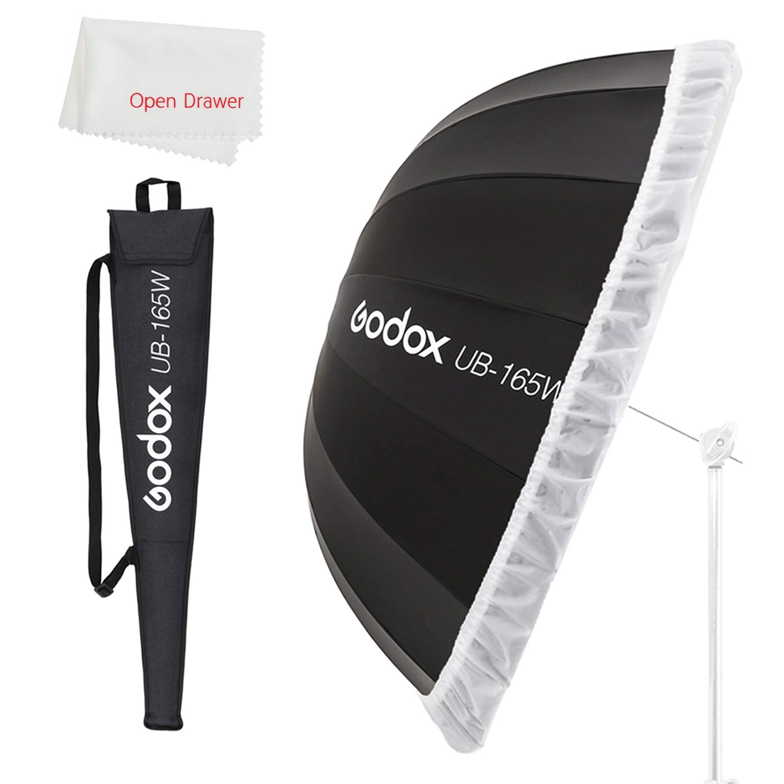 Godox Ub 165W 65In Parabolic Reflective Umbrella,Black White Reflective Umbrella Studio Light Umbrella With Diffuser Cover Cloth