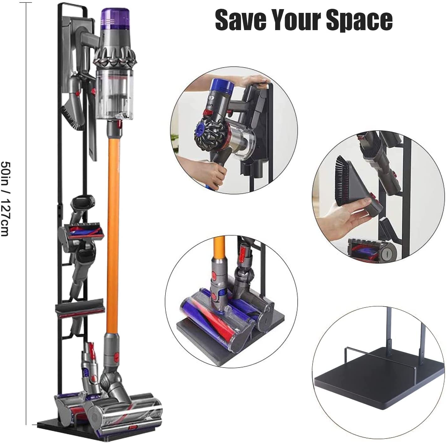 Foho Vacuum Stand Compatible For Dyson V15 V11 V10 V8 V7 V6, Metal Storage Bracket Stand Holder Compatible For Dyson Handheld Dc