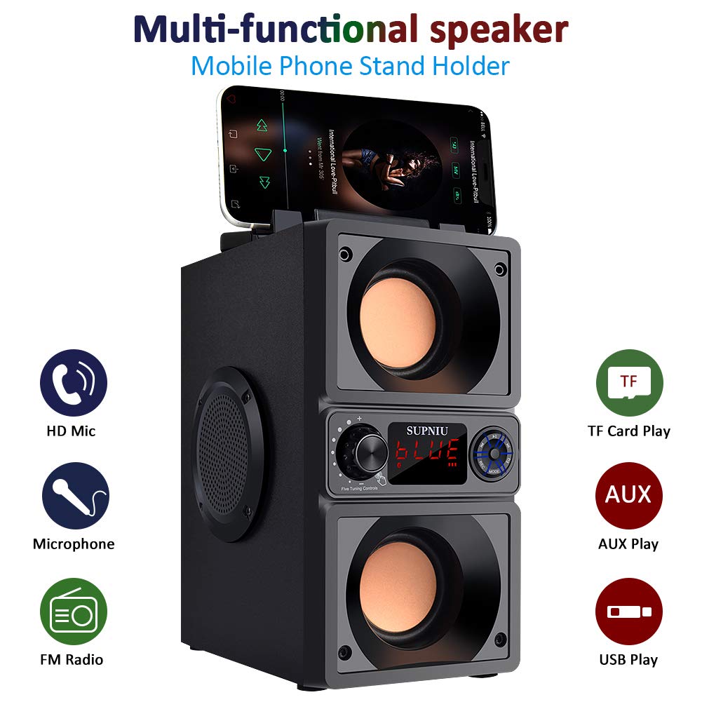 Bluetooth Speaker, Portable Bluetooth Boombox With 40W (60W Peak) Stereo Dual Woofers And Dual Tweeters Wireless Home Party Spea