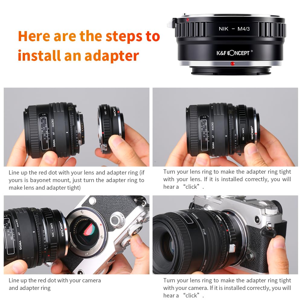 K&F Concept Mft Lens Mount Adapter Compatible With Nikon Ai Lens To Micro 4/3 Micro Four Thirds Mount Adapter For Gf1 Gf2 Gf3 G2 G3