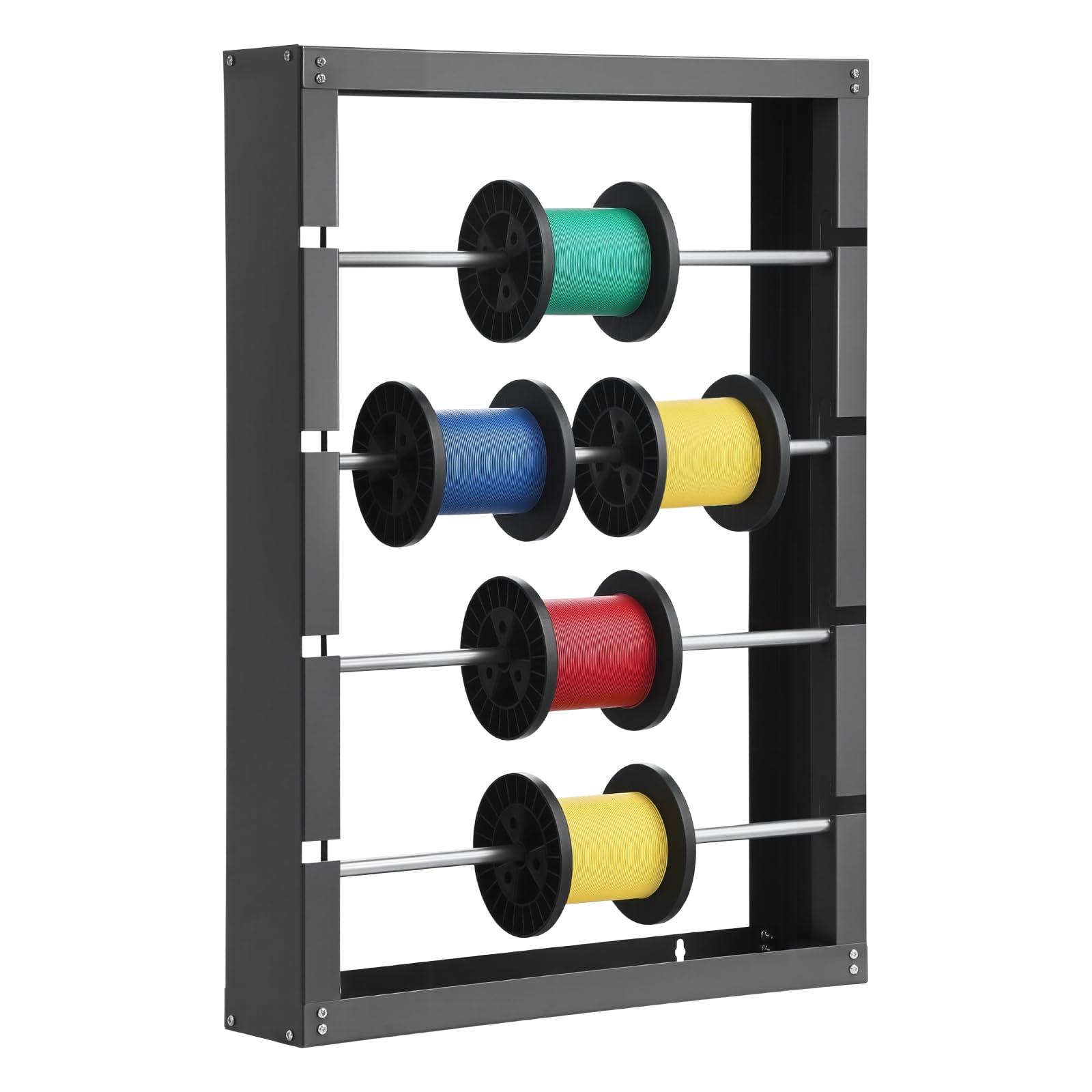 VEVOR Wire Spool Rack, 4 Adjustable Rods, Cold-Rolled Steel Wire Spool Holder Wall Mounted for Multi-Spools, Wiring Storage, 150