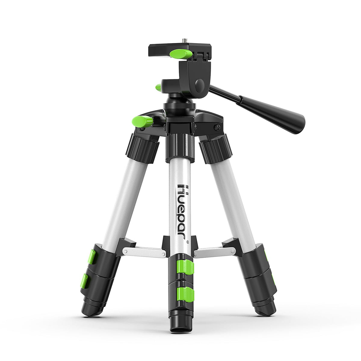 Huepar Tpd05 19.7' Lightweight Aluminum Tripod Mini Portable Adjustable Tripod For Laser Level And Camera, With 3 Way Flexible Pan Head And Bubble Level, Quick Release Plate With 1/4' 20 Screw Mount