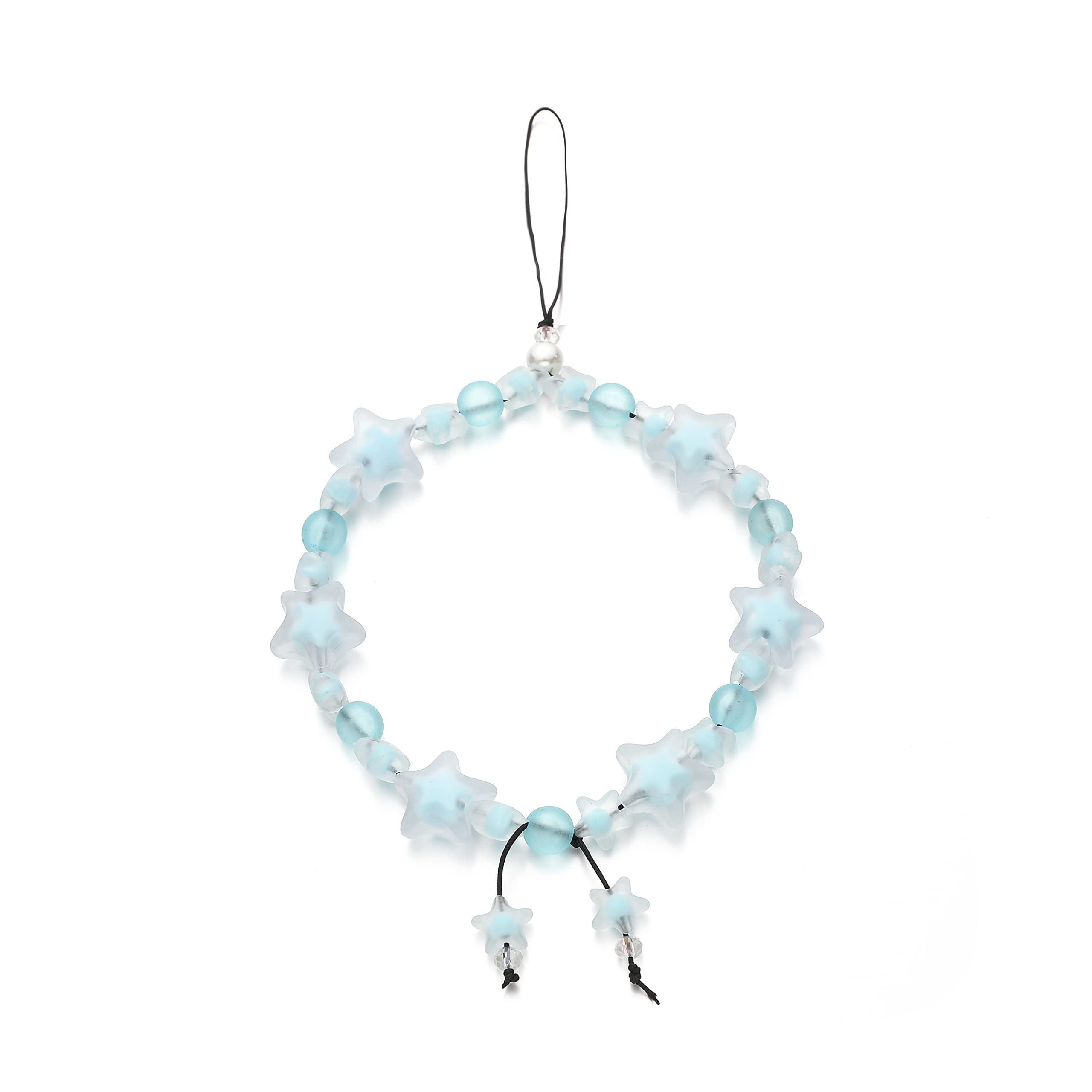 Fechdoo Handmade Wrist Strap Cute Phone Chain, Phone Charms Anti Lost Lanyard Beaded Chain, Phone Charm Accessories Blue Lightwe