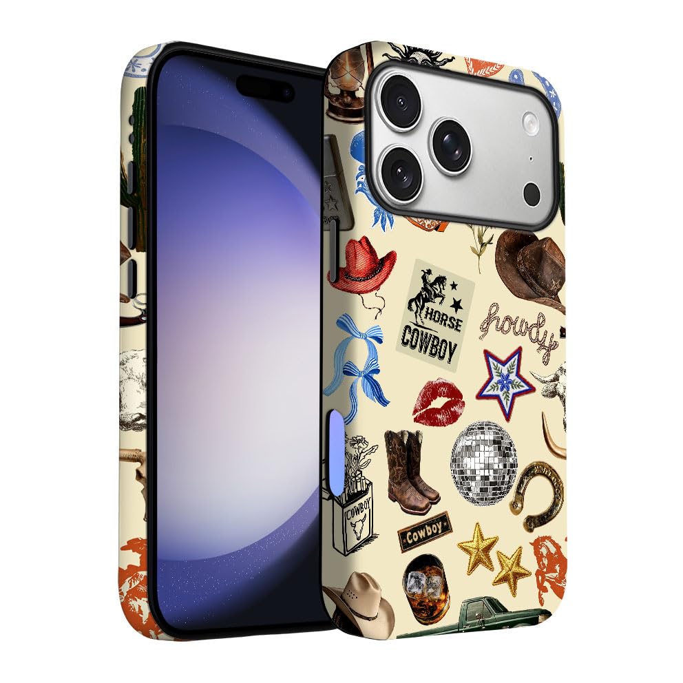 Yuzbira for iPhone 17 Pro Max Case | Western Cowboy Collage | Slim Drop Protection Design