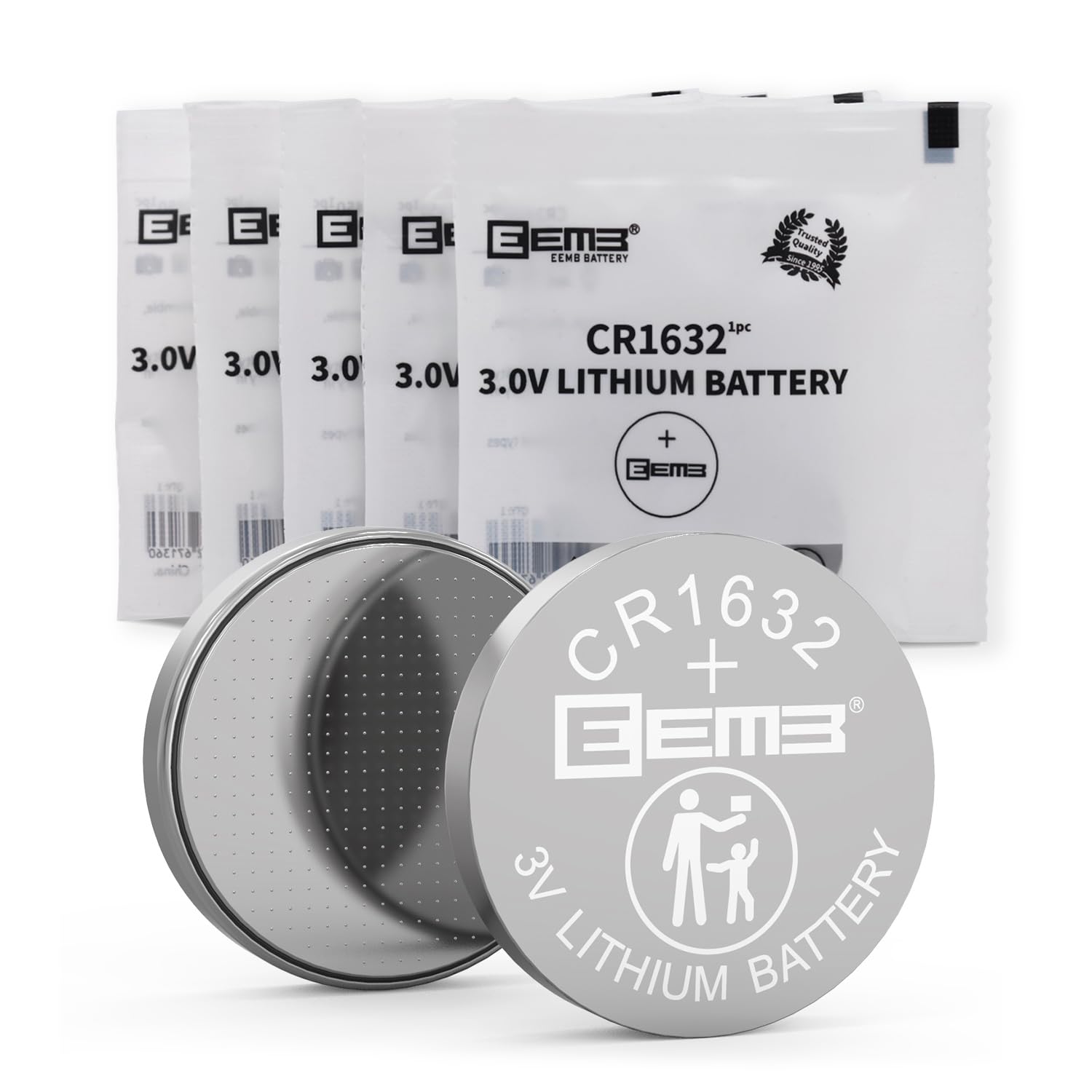 EEMB 5-Pack CR1632 Battery CR1632 3V Lithium Batteries Li-MnO2 Button Battery 1632 Batteries ECR1632,DL1632 Replacement