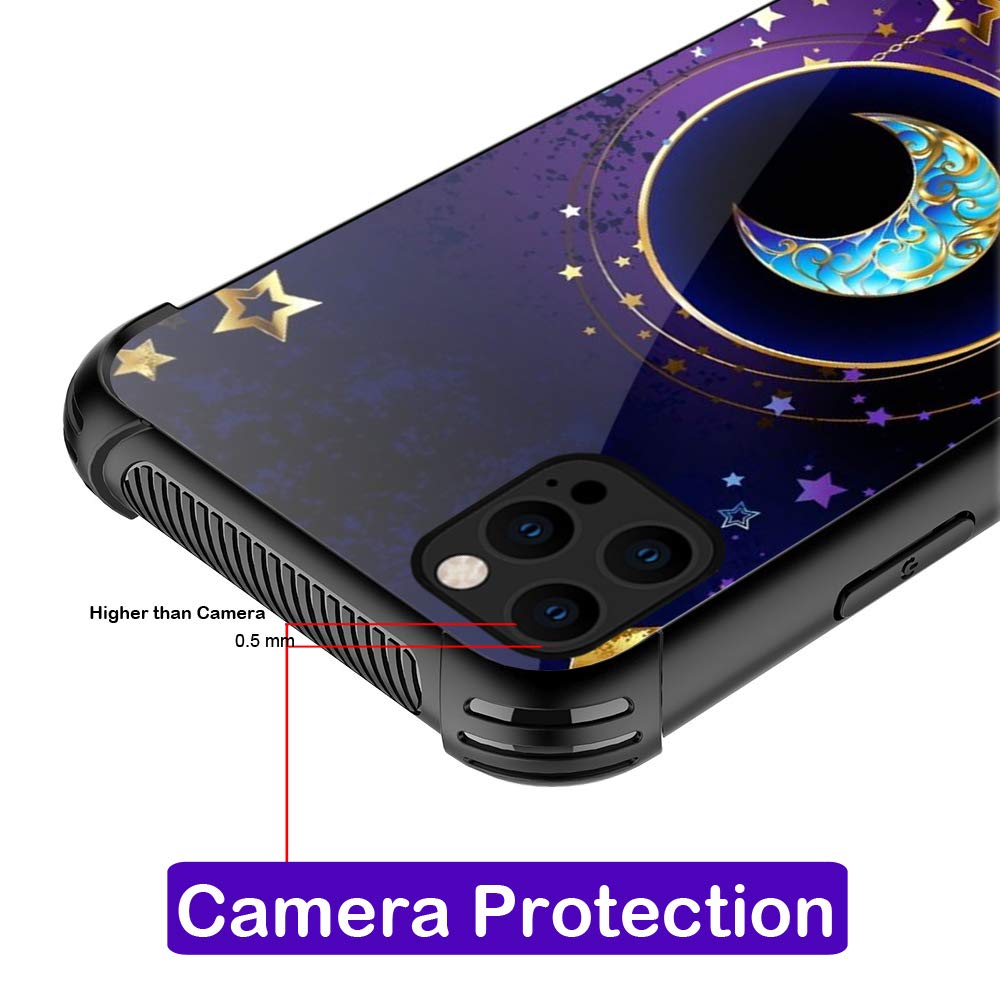 ZHEGAILIAN iPhone 13 Pro Max Case Moon Star Mandala Reinforced Corners Shockproof Acrylic TPU
