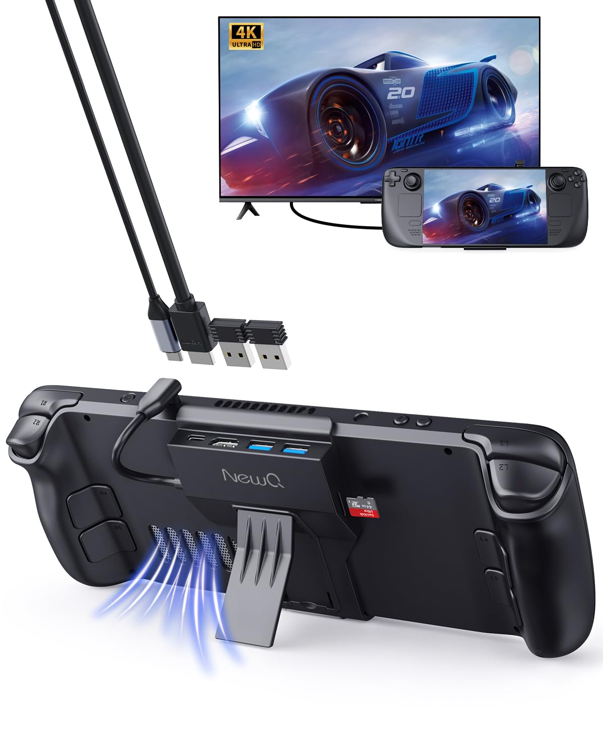 Travel Steam Deck Dock For Steam Deck/Oled, Portable Stand Design Usb C Hub With Tf Card Slot, Hdmi 2.0 4K@60Hz Display, 2*Usb A