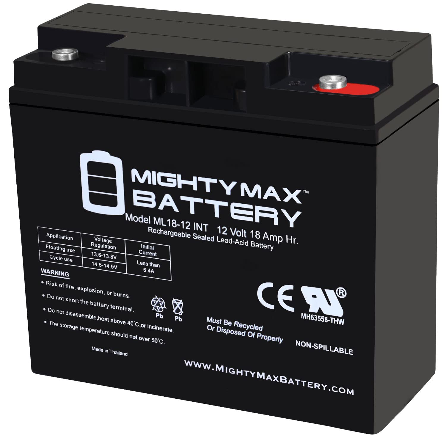 Mighty Max Battery 12V 18Ah Int Replacement Battery Compatible With Interstate Dcm0018