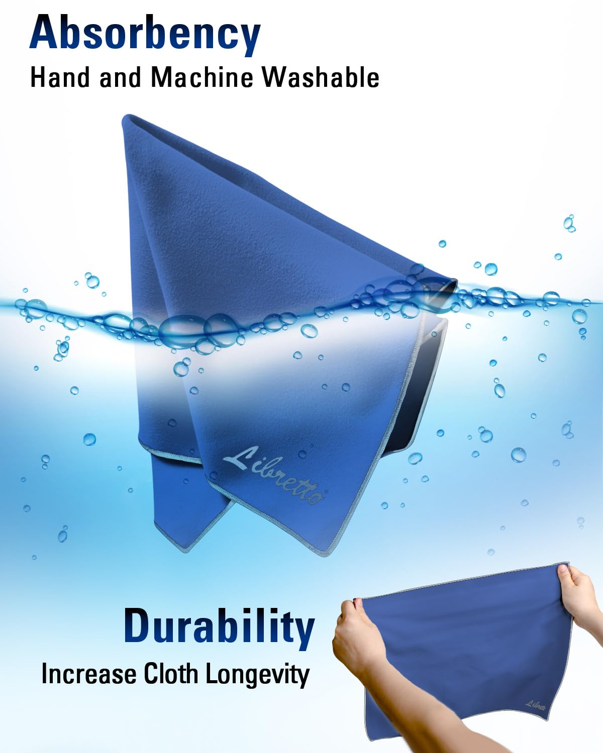 Libretto Microfiber Polish Cloth, 3 Useful Sizes In 1 Pack, Violin And Cello Cleaning & Polishing Products, Blue, Lint Free, Sup