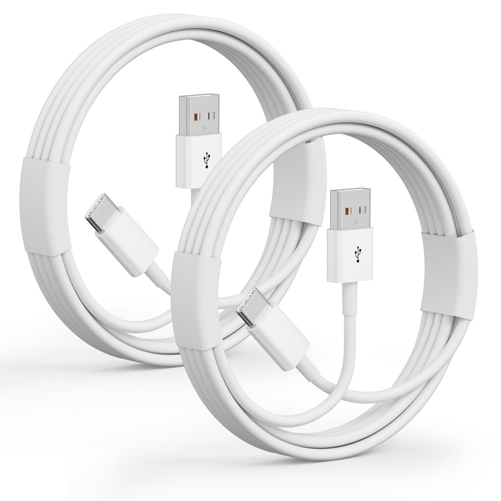 2Pack USB A to USB C Cable for iPhone 15/16/17 All Series (White3 ft)