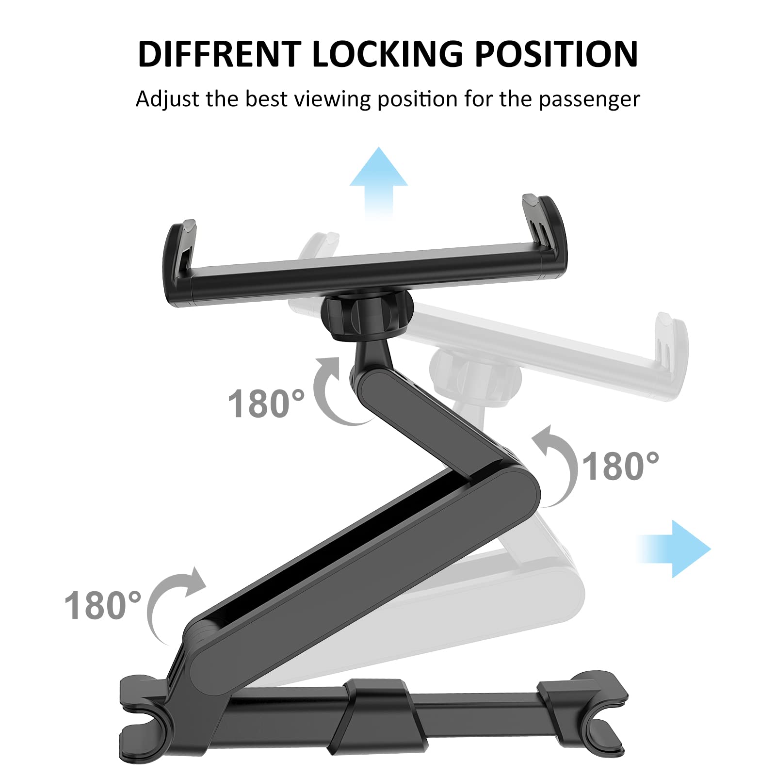 Uniwit Car Headrest Backseat Mount, 360 Rotating Adjustable Car Backseat Headrest Tablet/Phone Holder, Compatible For All 4-11 T