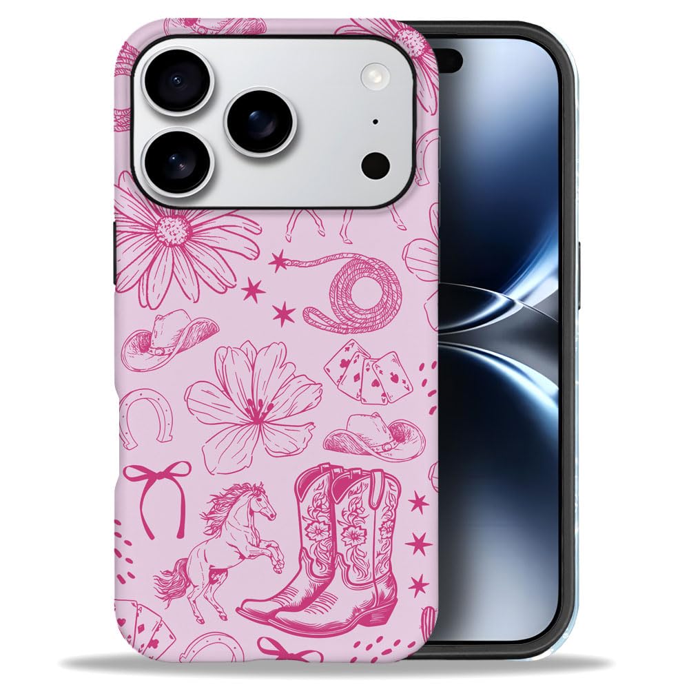 Compatible with iPhone 17 Pro Max,Anti-Scratch Frosted Case Cover,Cowgirl Western Aesthetic Cowboy Pink