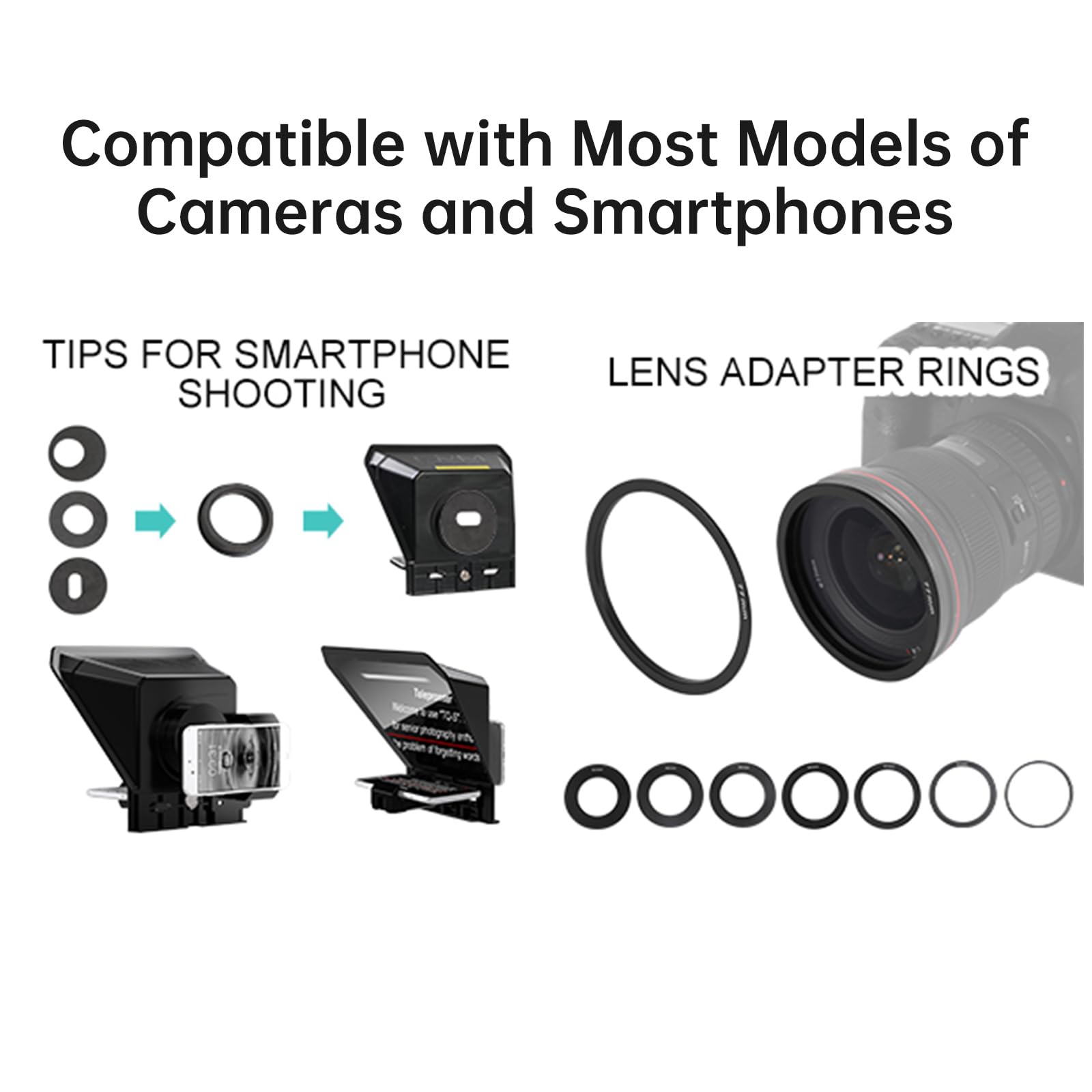 Gvm Teleprompter Portable For Ipad, Tablet, Smartphone & Dslr Cameras, Teleprompter Kit With Remote Control & Flexible Holder, T