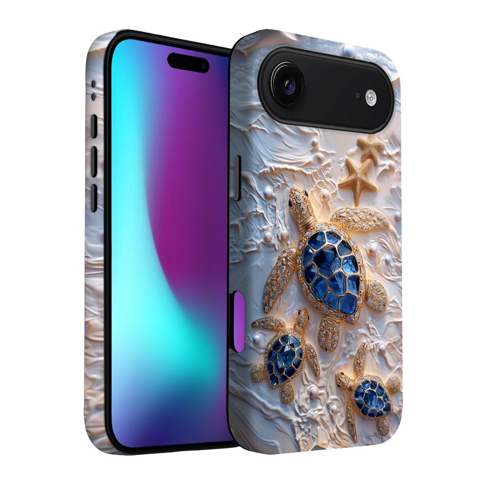 Yuzbira for iPhone 17 Air Case | Stained Glass Beach Turtle | Slim Drop Protection Design