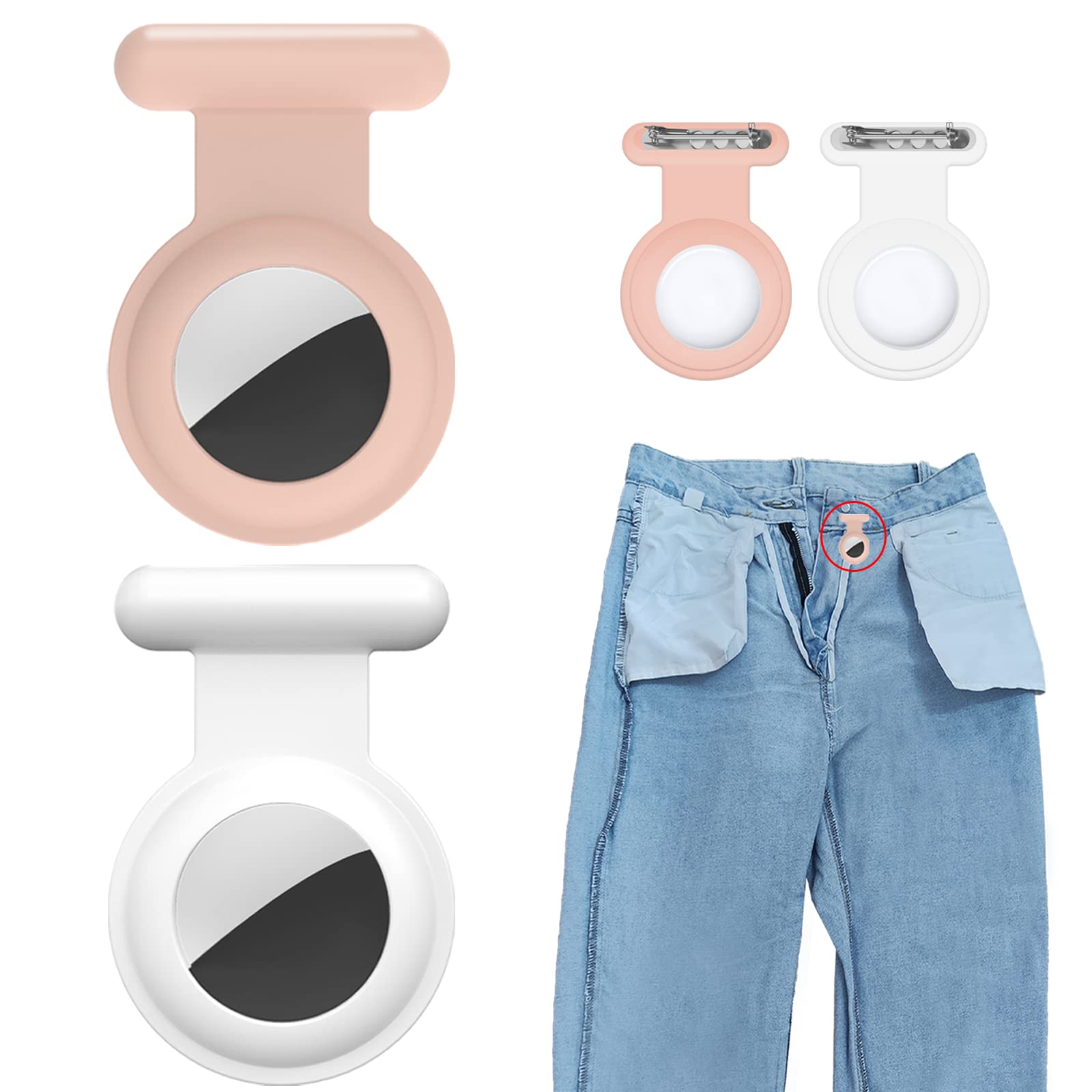 2 Pack Holder Case Compatible For Airtag Tracker, Silicone Hidden Gps Kid Airtag Holder With Invisible Pin, Anti Lost Apple Air