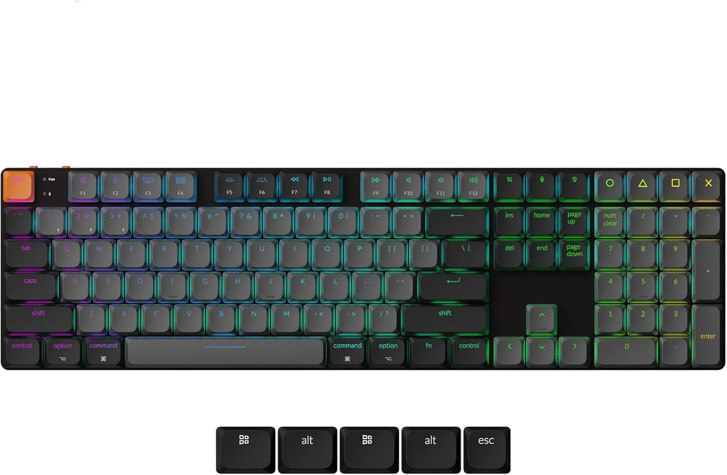 Keychron K5 Version 2, QMK UltraSlim 100% Full Size Layout Wireless Mechanical Keyboard, Hotswappable 104 Keys LowProfile Mec