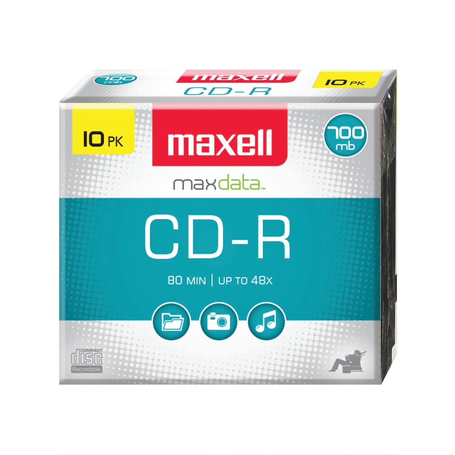 Maxell  MAX648210, CD Recordable Media  Noisefree Surface Playback CDs 700Mb Storage & Up to 48x  Blank CDs, CD Storage & Sl