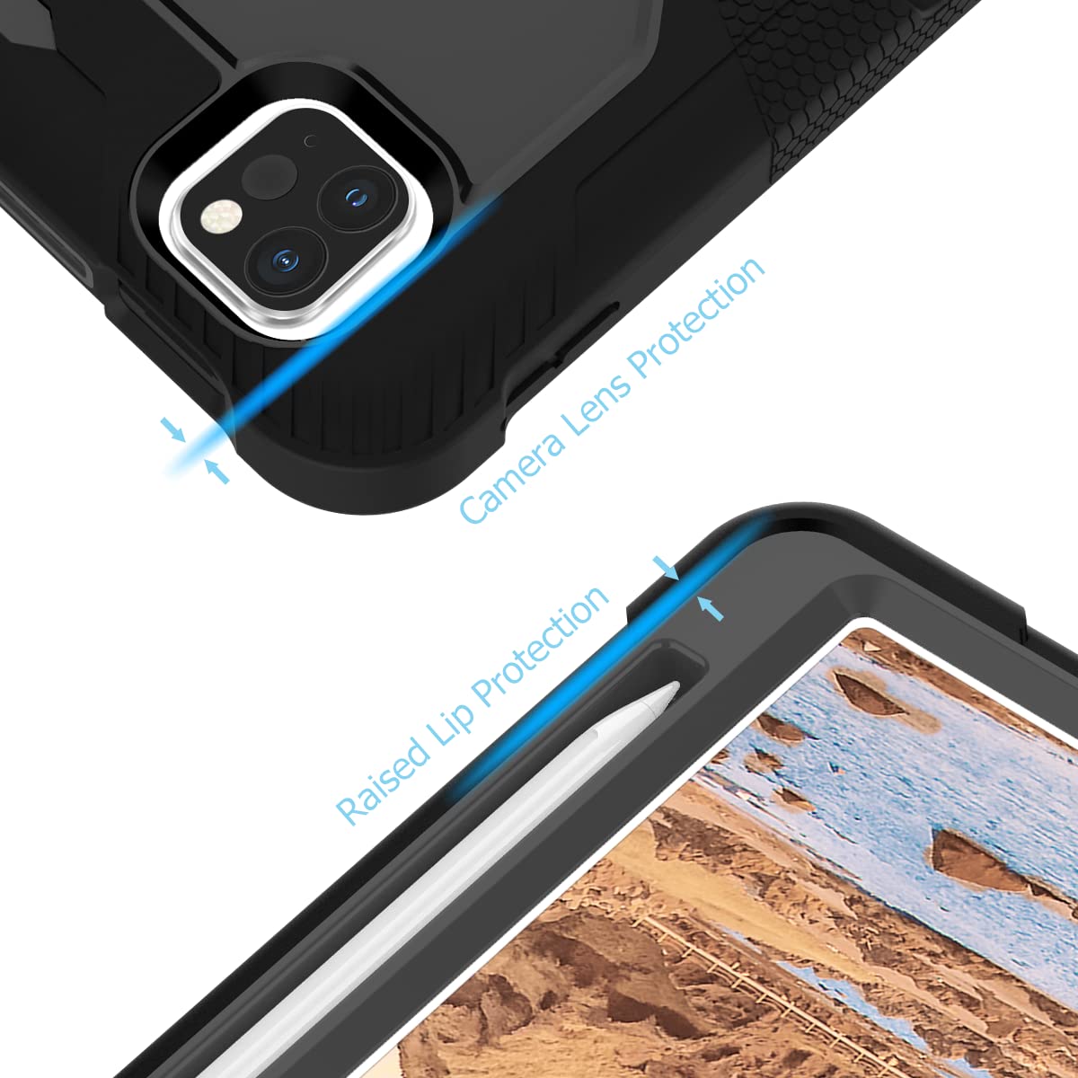 Fingic Case For Ipad Pro 11 Inch 2022/2021/2020/2018 Case,Ipad Air 5Th/4Th Generation Case Heavy Duty Rugged Soft Silicone Prote