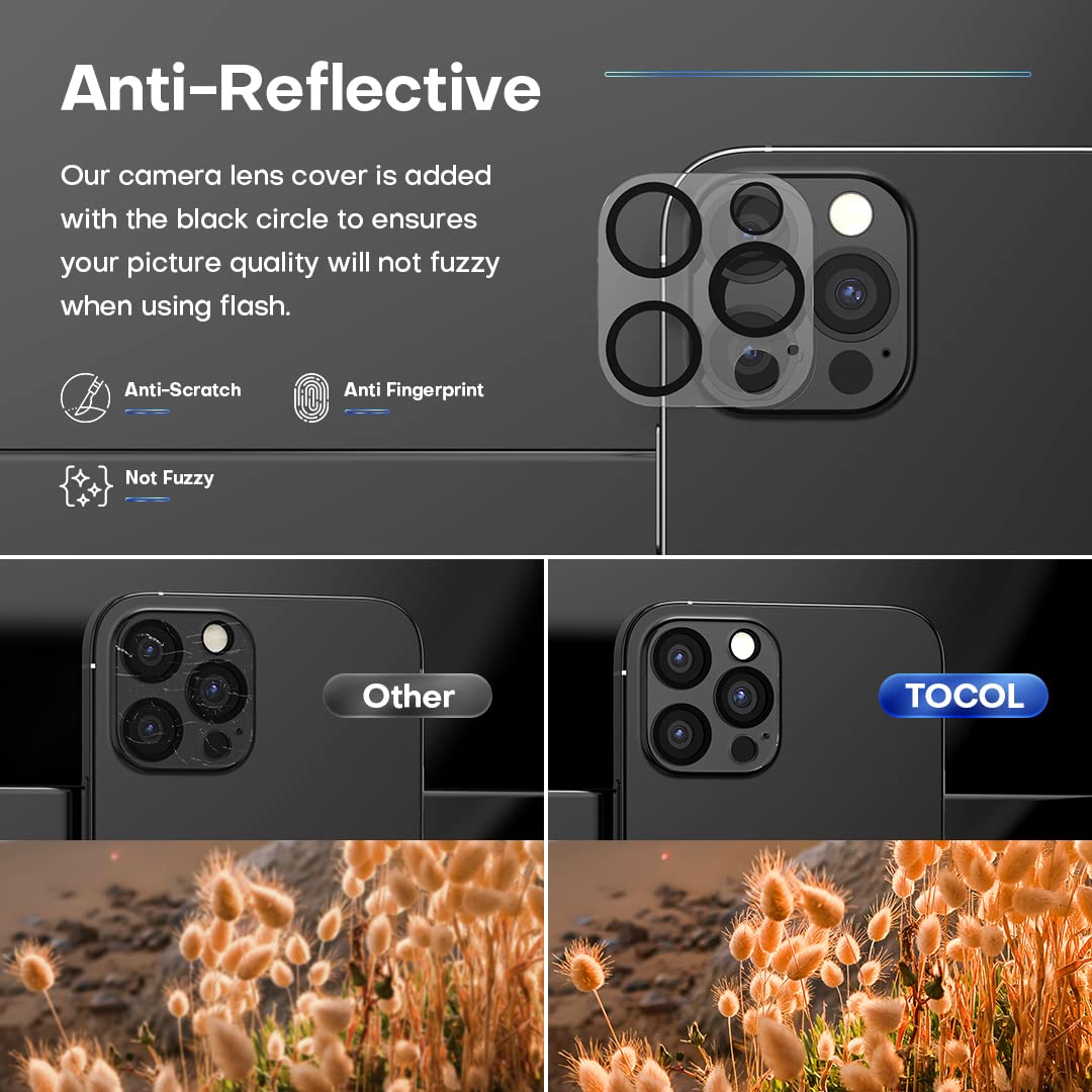 Tocol 4 Pack Compatible For Iphone 12 Pro (Not For Iphone 12)   2 Pack Privacy Tempered Glass Screen Protector And 2 Pack Glass