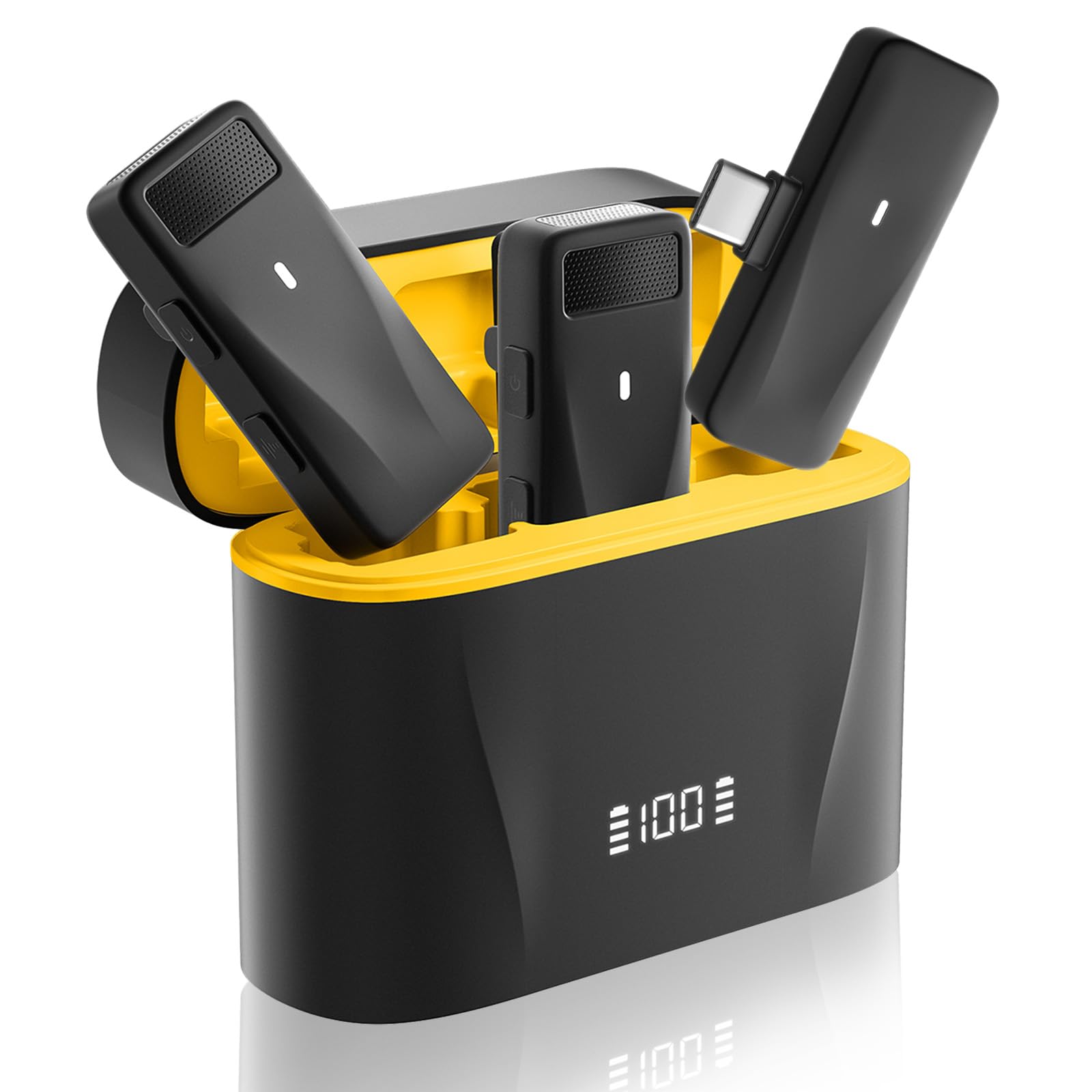 Pilsamas Mini Wireless Lapel Lavalier Microphone For Android, Iphone 15 16 Pro Max   2 Pack, 32H Battery, Noise Canceling   Usb