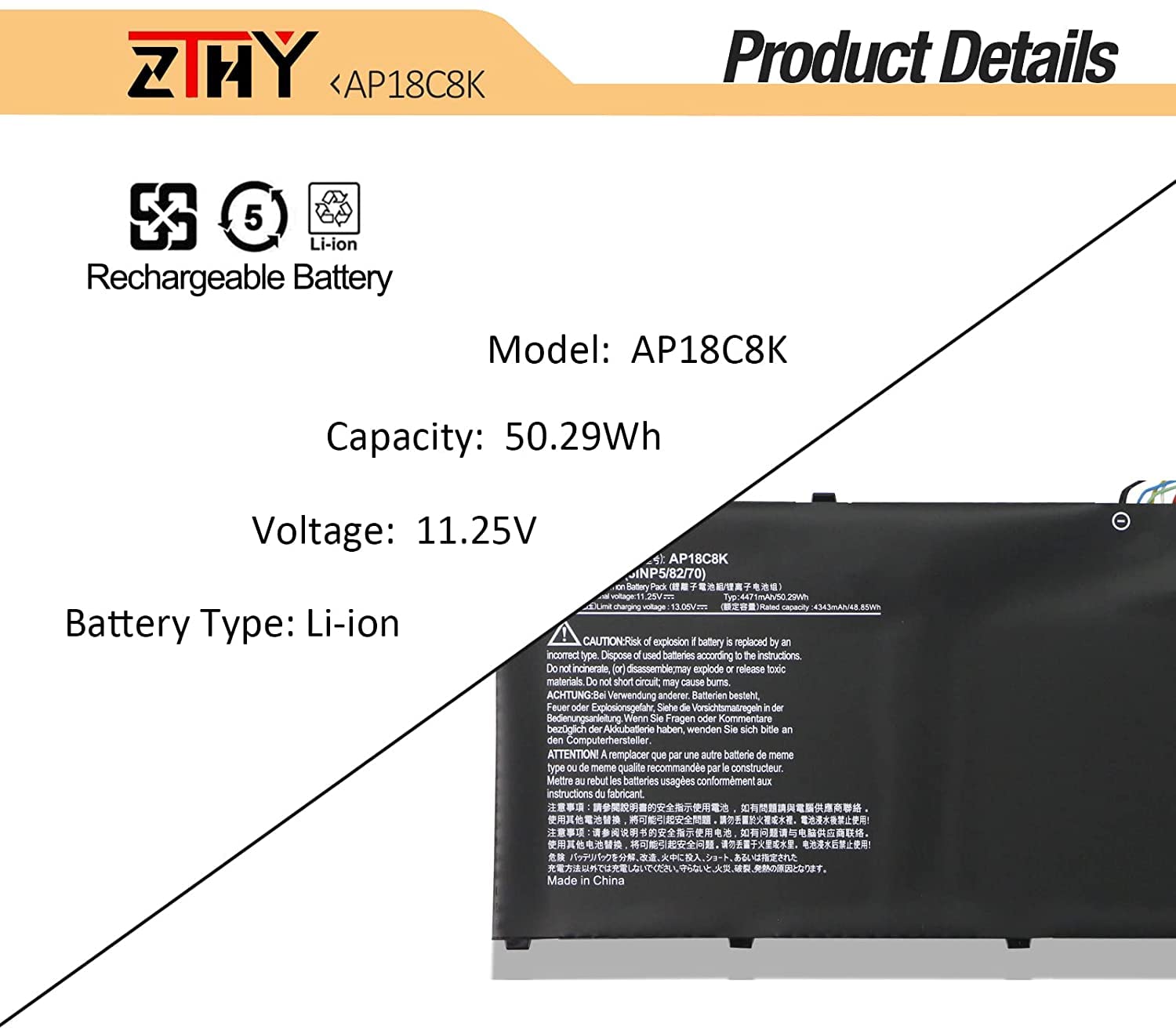 Ap18C8K Laptop Battery Compatible With Acer Aspire 5 A514 54 35Wt A514 54G A715 42G Swift 3 Sf314 42 Sf314 57 Sf314 57G Sf314 58