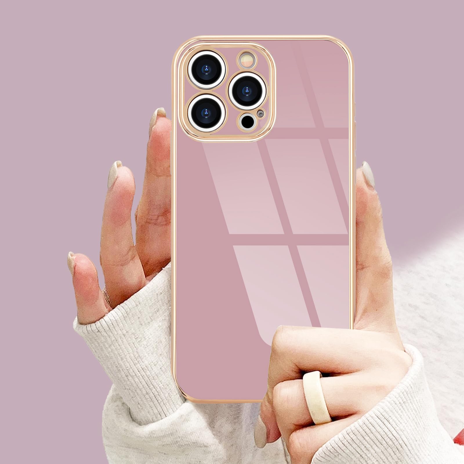 Lafunda Designed For Iphone 15 Pro Max Case Cute, Luxury Plating Case For Women Girls Gold Edge Tpu Bumper Cover With Camera Pro