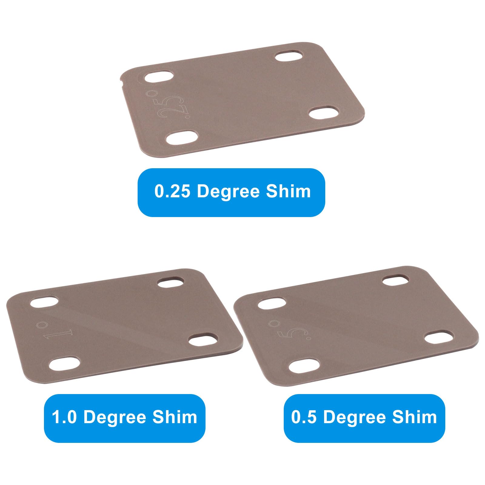 Piutouyar 3 Pack Guitar Neck Shims, Brown Nylon Gasket Neck Shim Protection, 0.25, 0.5, 1 Degree Neck Plate Tool For Guitar Bass