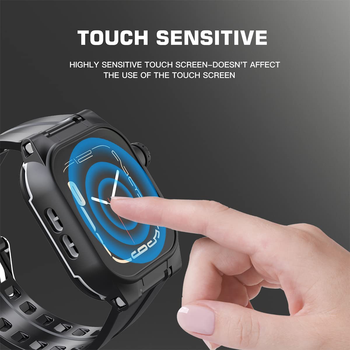 Apple Watch Series 7 45Mm Case, 360 Full Body Protective Case With Screen Protector, Shockproof Dustproof Waterproof Case, Black