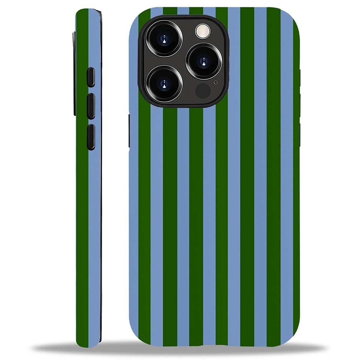 WANKBLC Compatible with iPhone 12 Pro Max Matte Case, Green and Blue Stripes Geometric Vertical Line Pattern for Girl Full Body 