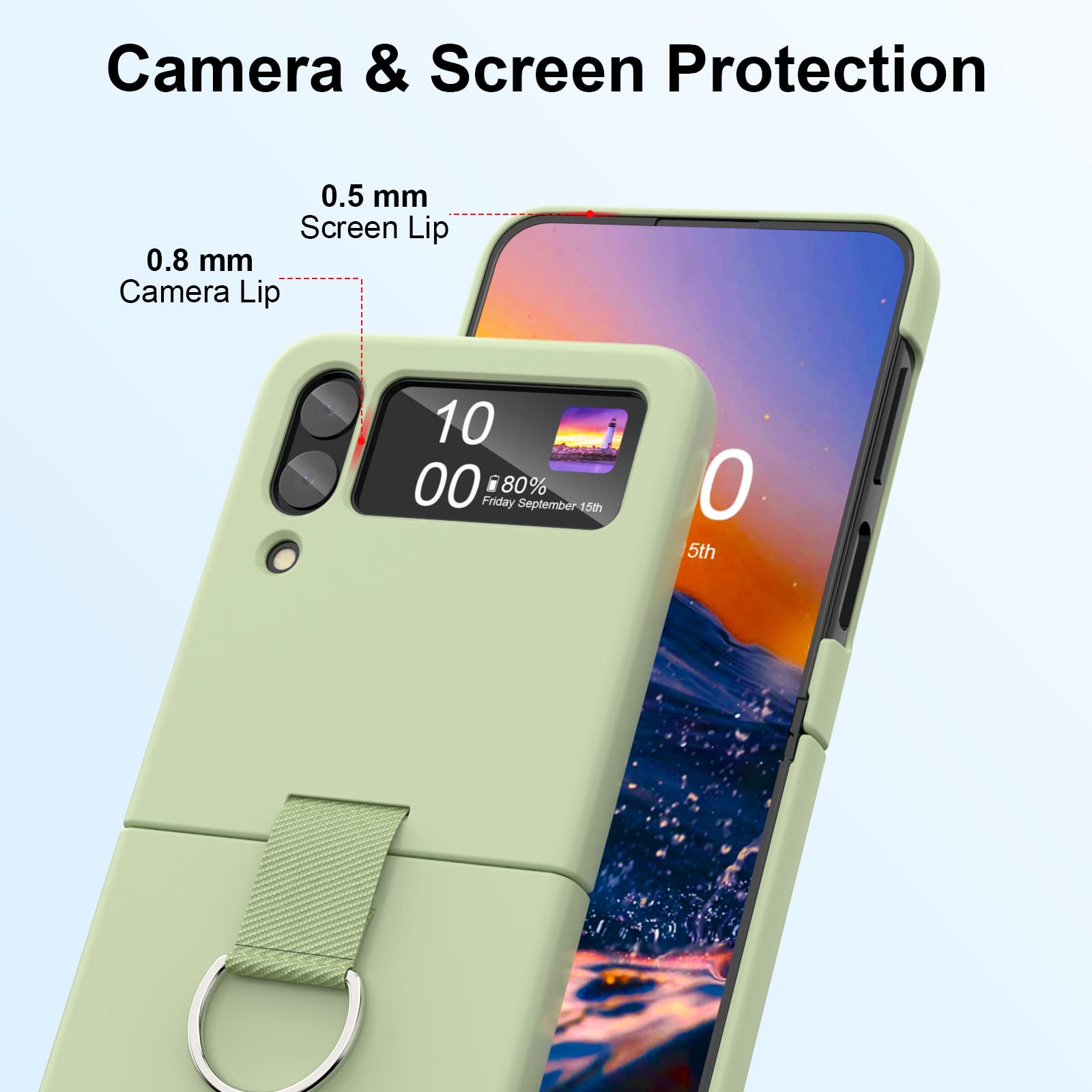 Samsung Galaxy Z Flip 4 Case Shockproof Heavy Duty Silicone Protective Cover With Ring Phone Case For Galaxy Z Flip 4 5G Green