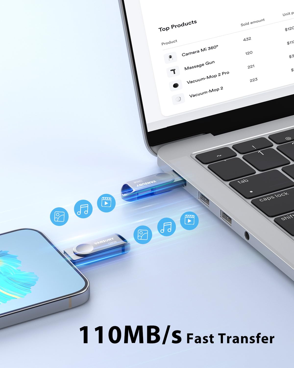 Vansuny Dual Usb C Flash Drive 128Gb Usb 3.0 2 In 1 Type C + Usb A Thumb Drive Udp Tech Waterproof Metal Pen Drive Portable Otg Flash Drive