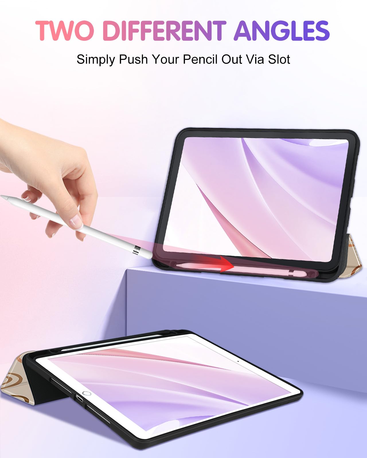 Uppuppy Premium Pu Leather Case For Ipad 9Th Generation, Magnetic Sleep/Wake Function, Multiple Stylish Designs, Adjustable Angl