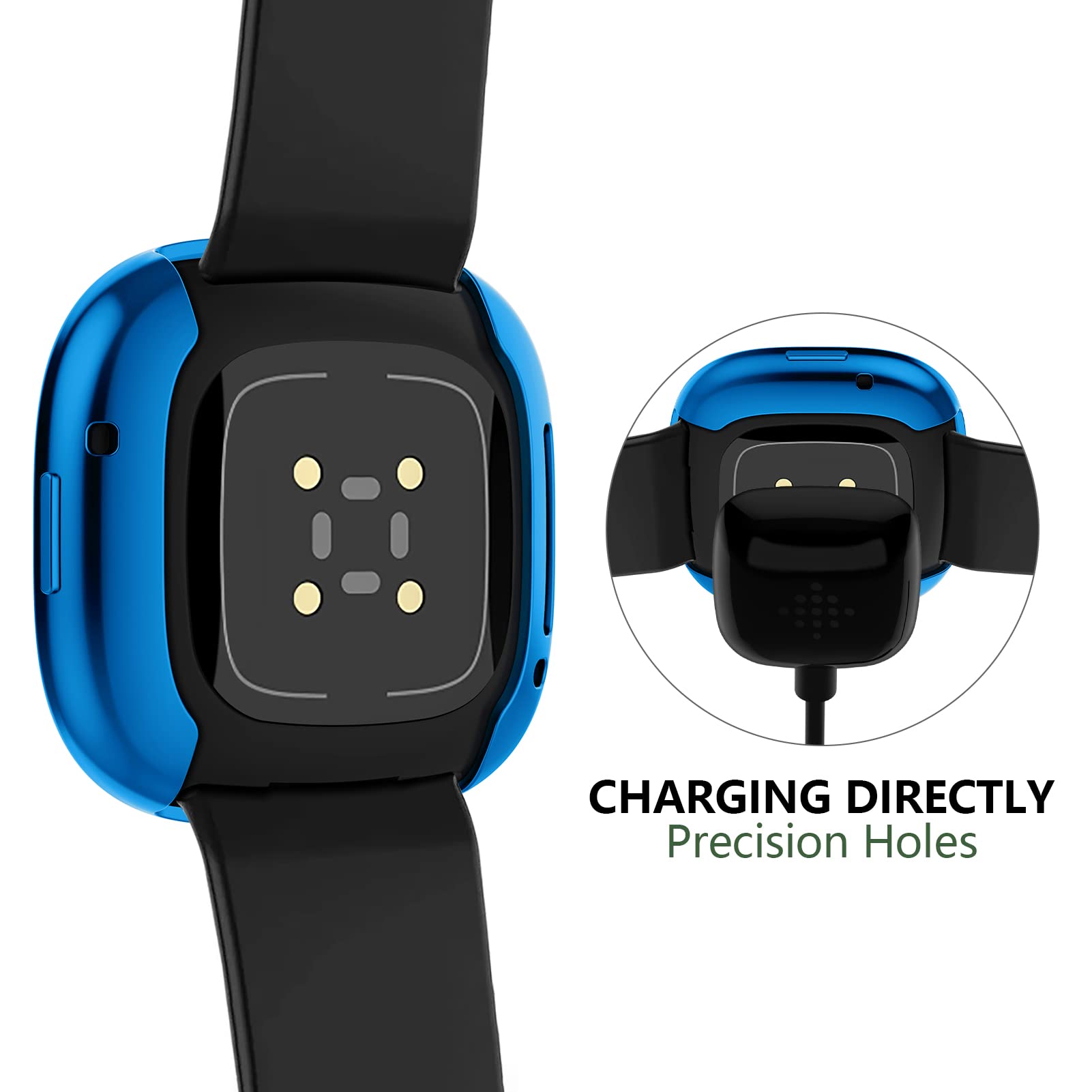 8 Pack Case Compatible With Fitbit Versa 3 / Sense Screen Protector, Ghijkl Ultra Slim Tpu Plated Cover Anti Scratch All Around