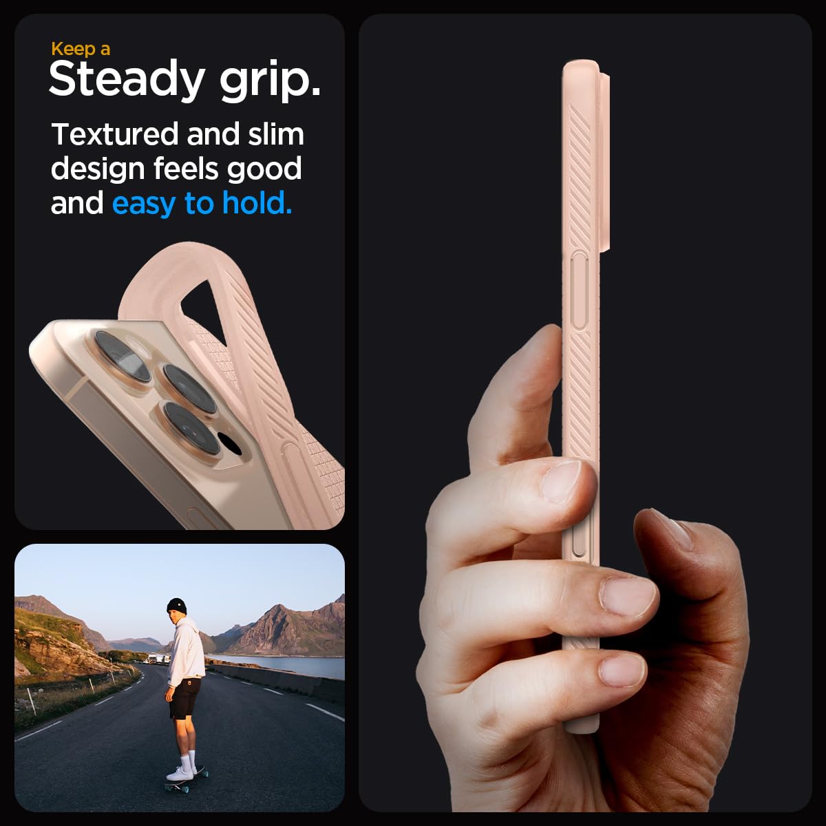 Spigen Liquid Air Designed For Iphone 16 Pro Max Case [Not Compatible With Magsafe], [Military Grade Protection]   Rose Titanium