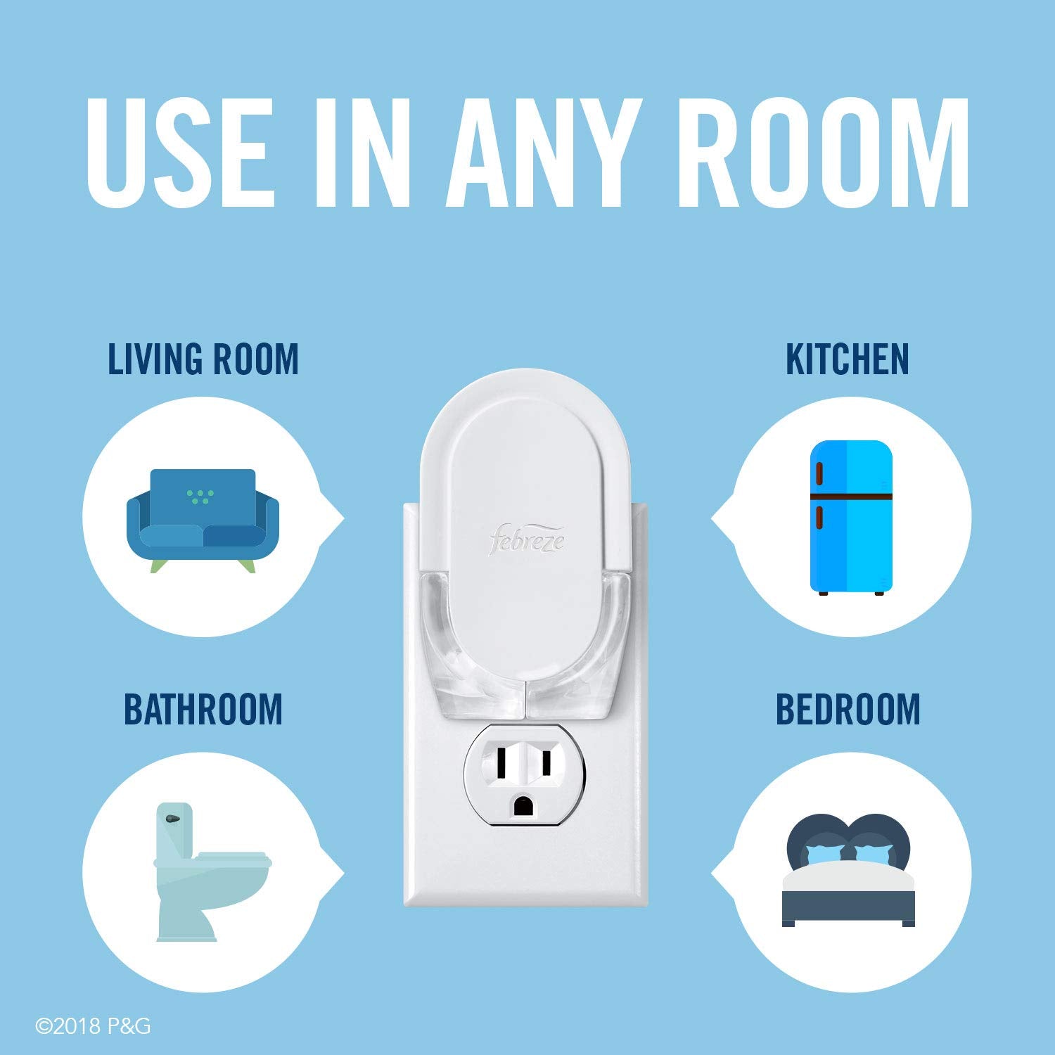 Febreze Plug In Air Freshener Fade Defy Plugs, Scented Oil Warmer, 4 Pack