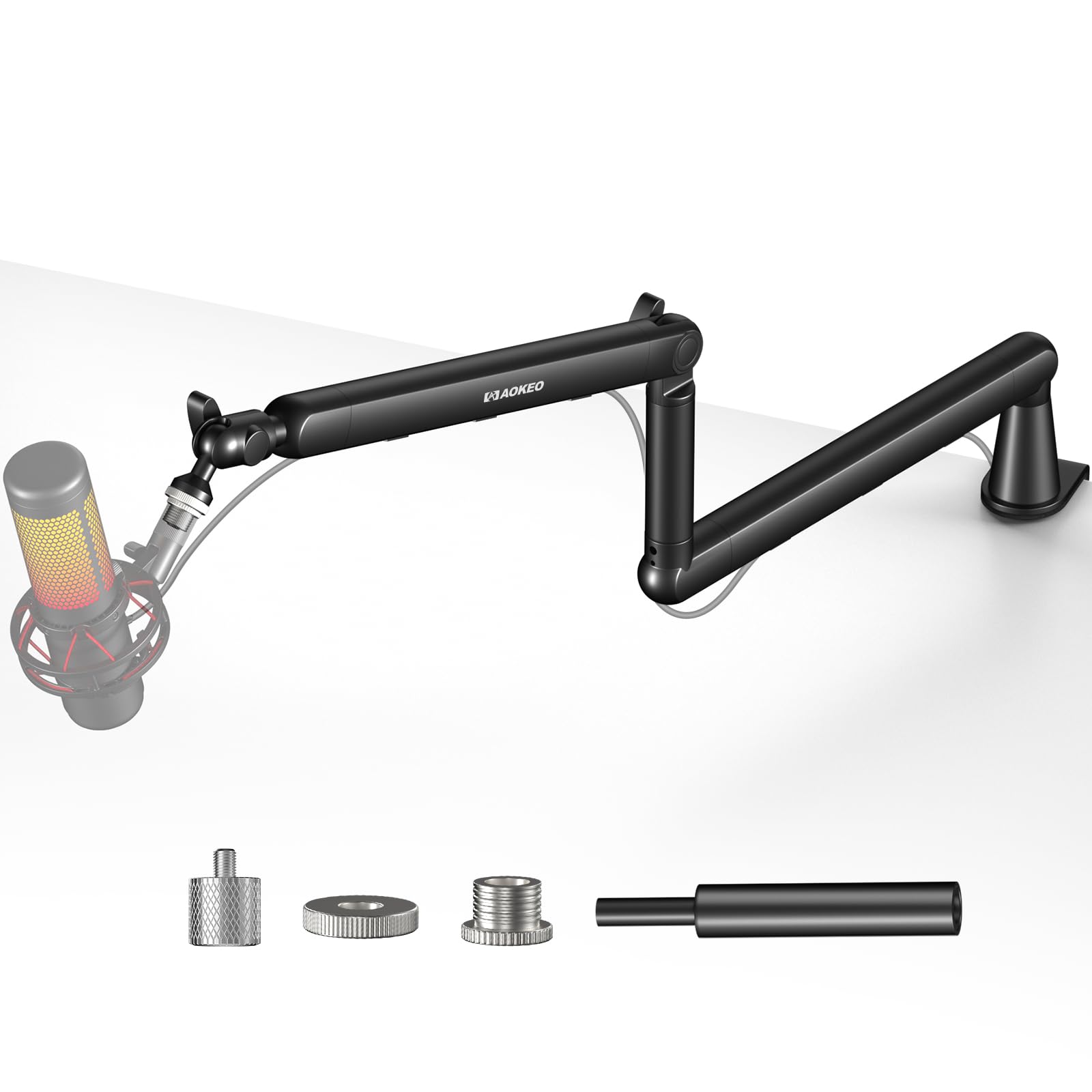 Microphone Arm,Aokeo Ak 55 Desk Low Profile Adjustable Mic Boom Arm Stand,Suitable For Blue Yeti,Snowball Ice, Hyperx Quadcast,S