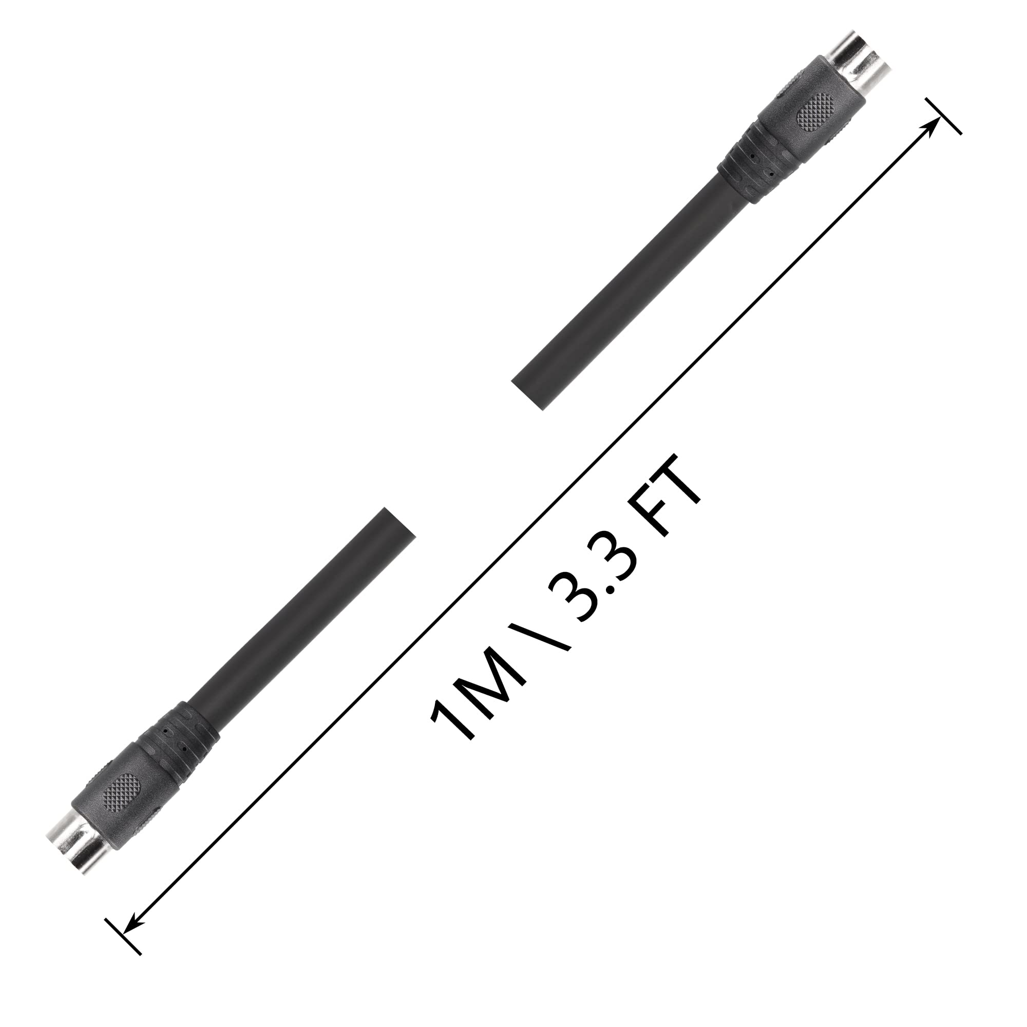 Cerrxian Din 13 Pin Male To Male Electrical Signal Control Cable, Ul2919 Od9.0Mm 13 Pin Extension Cable (M M) (1M Black)