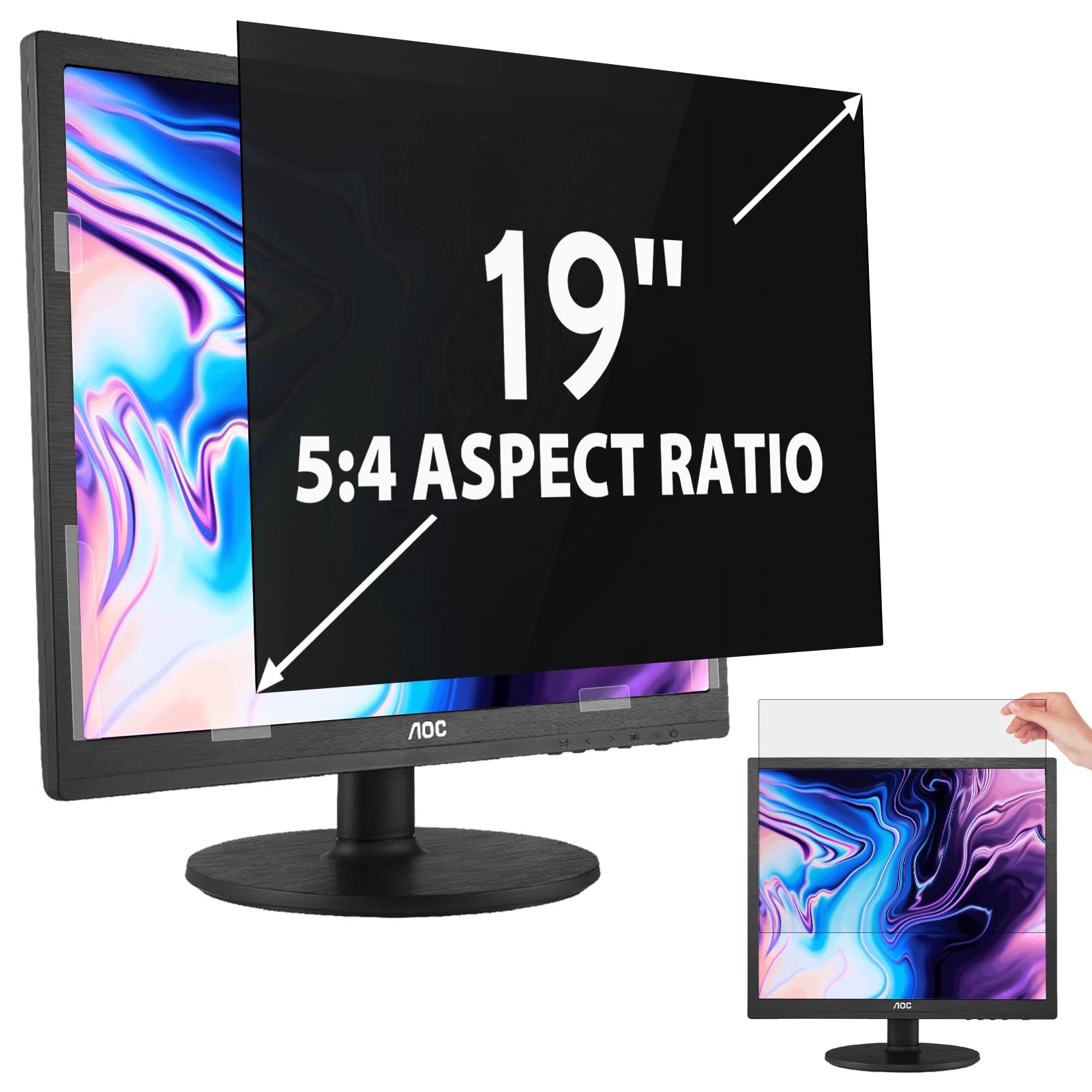 Peslv Computer Privacy Screen 19 Inch For 5:4 Standard Monitor, Removable 19Inch Anti Blue Light Glare Shield Monitor Privacy Fi