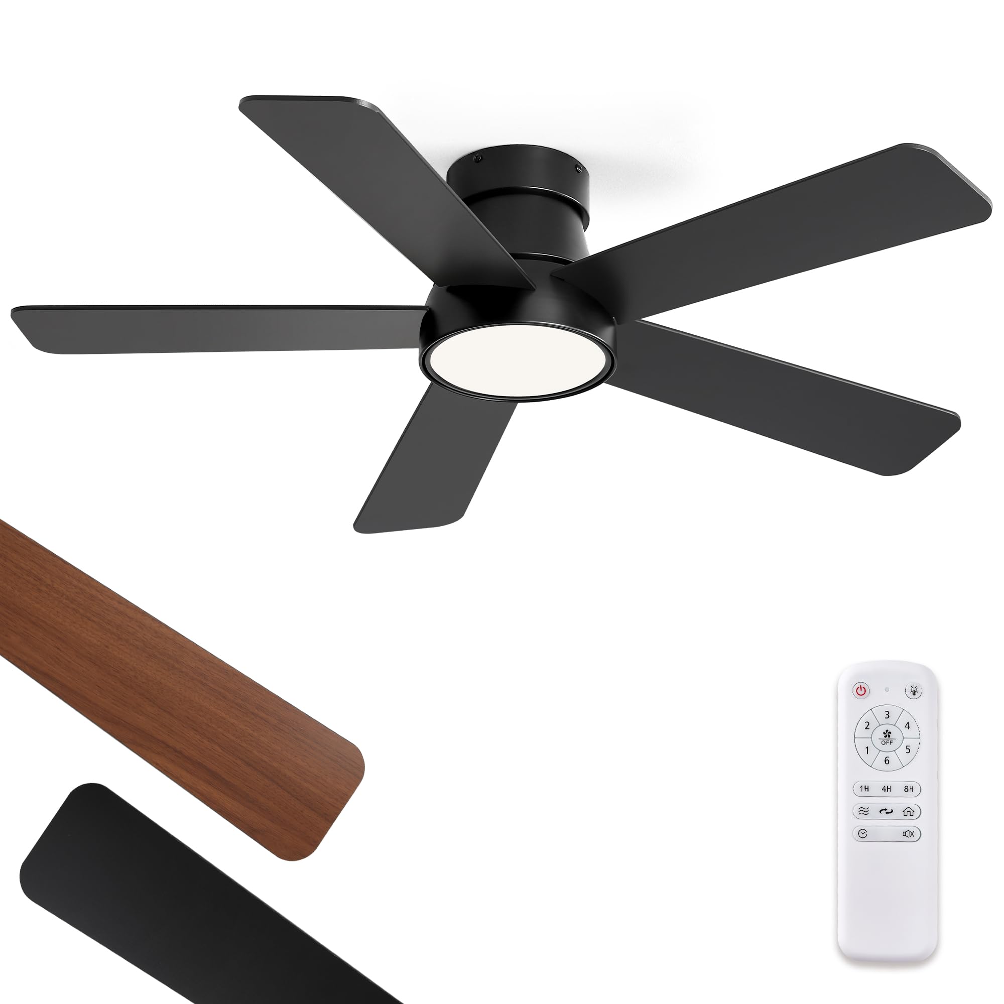 Fanbulous 42 Inch Ceiling Fans With Lights And Remote,Outdoor Indoor Modern Flush Mount Ceiling Fan With 3Cct 6 Speed Quiet Dc M